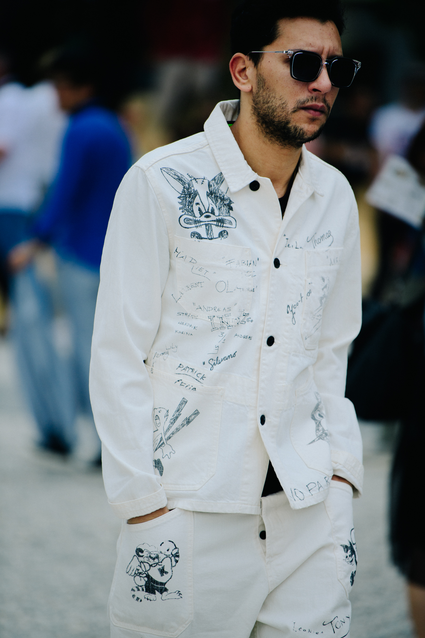 Man wearing white denim