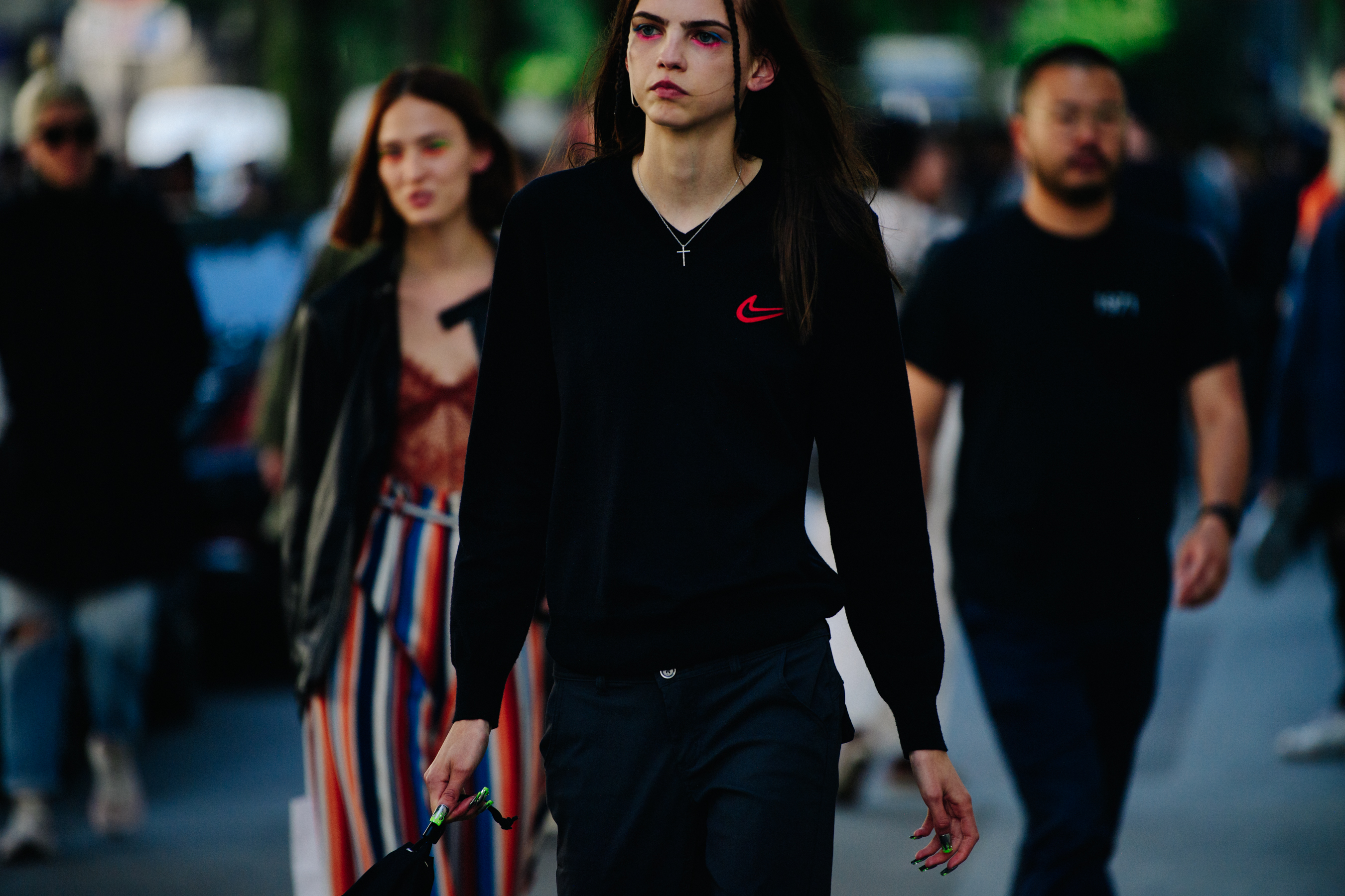American model wearing Nike sweater