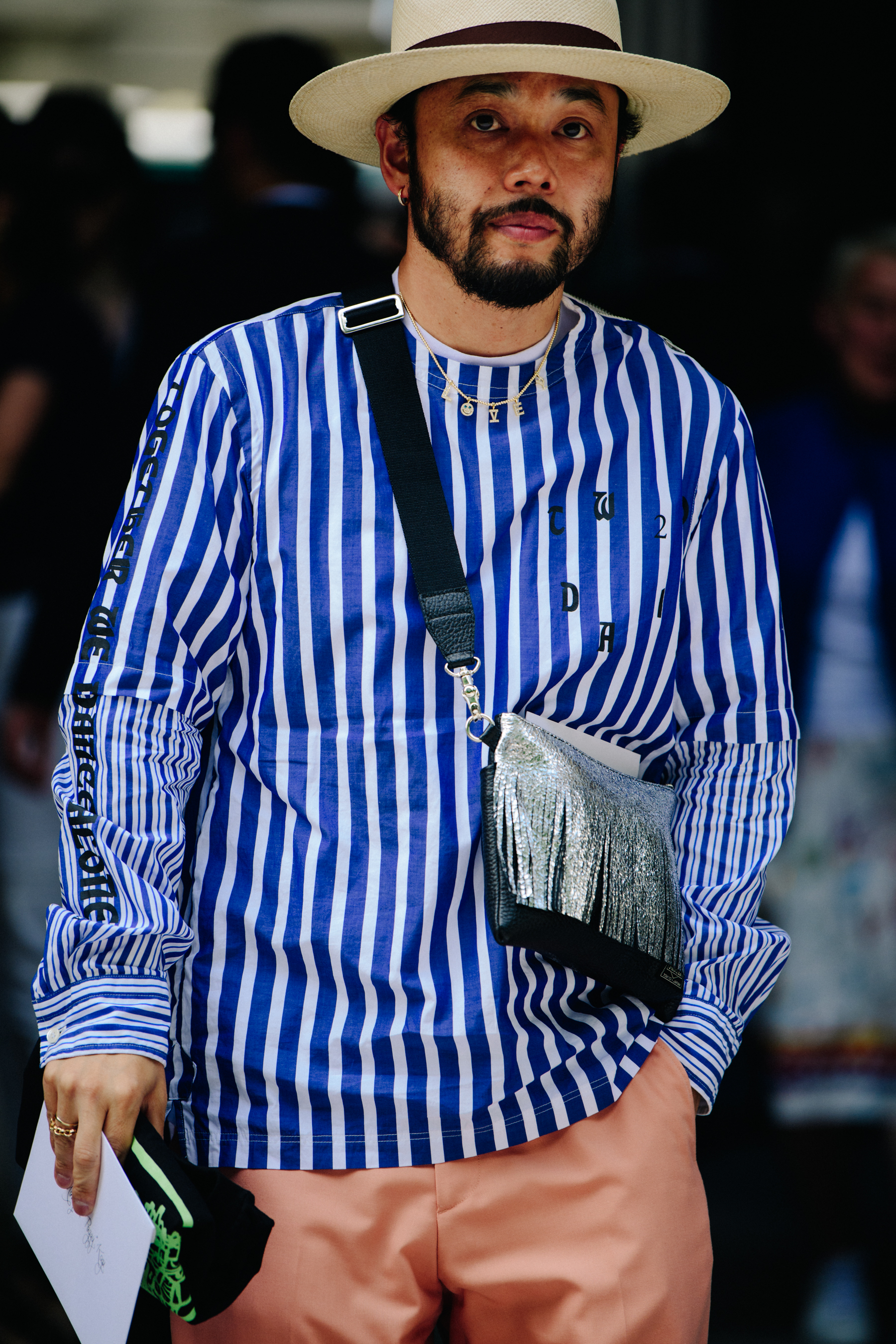 Man wearing striped shirt