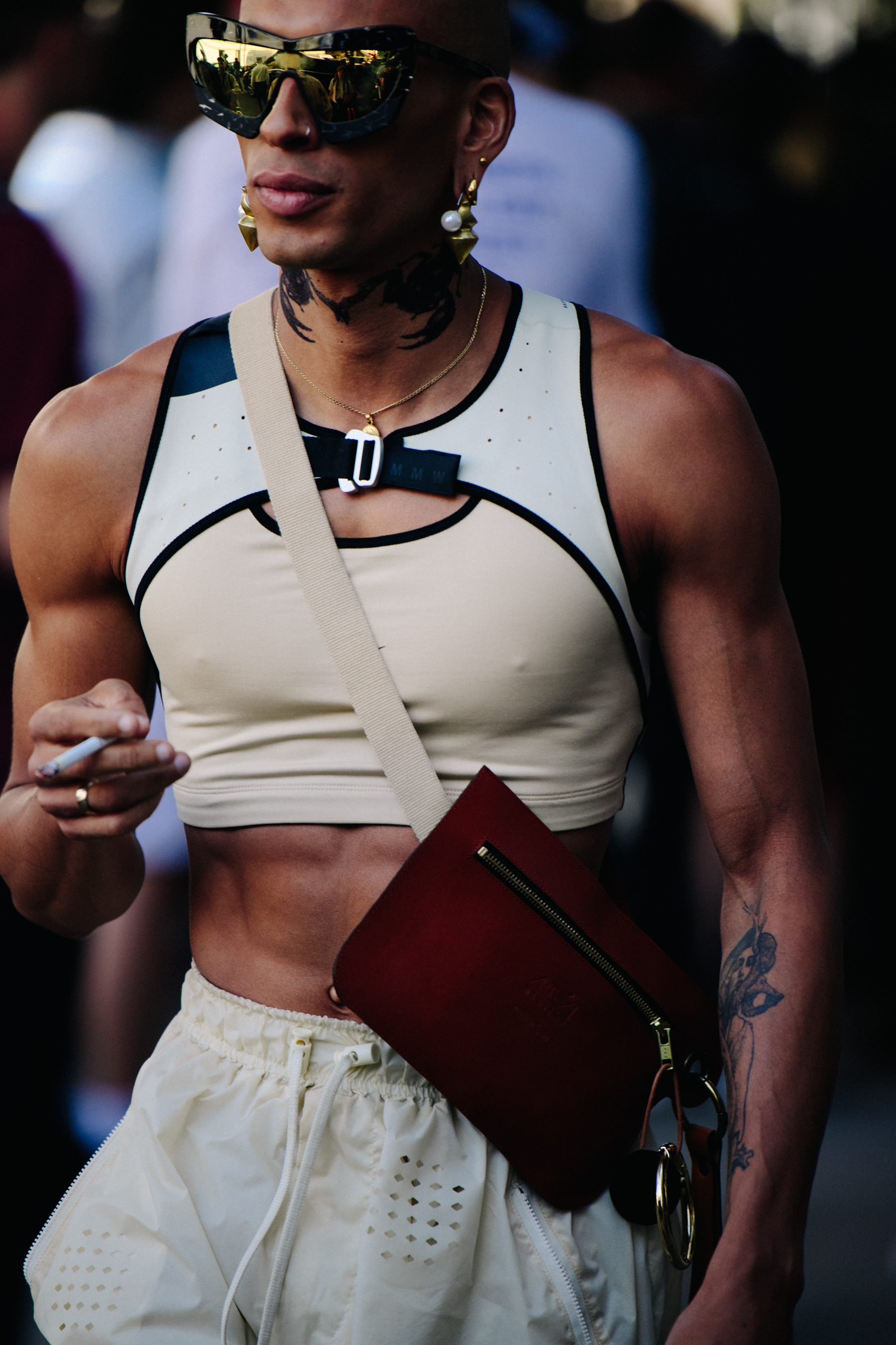 Man wearing crop top