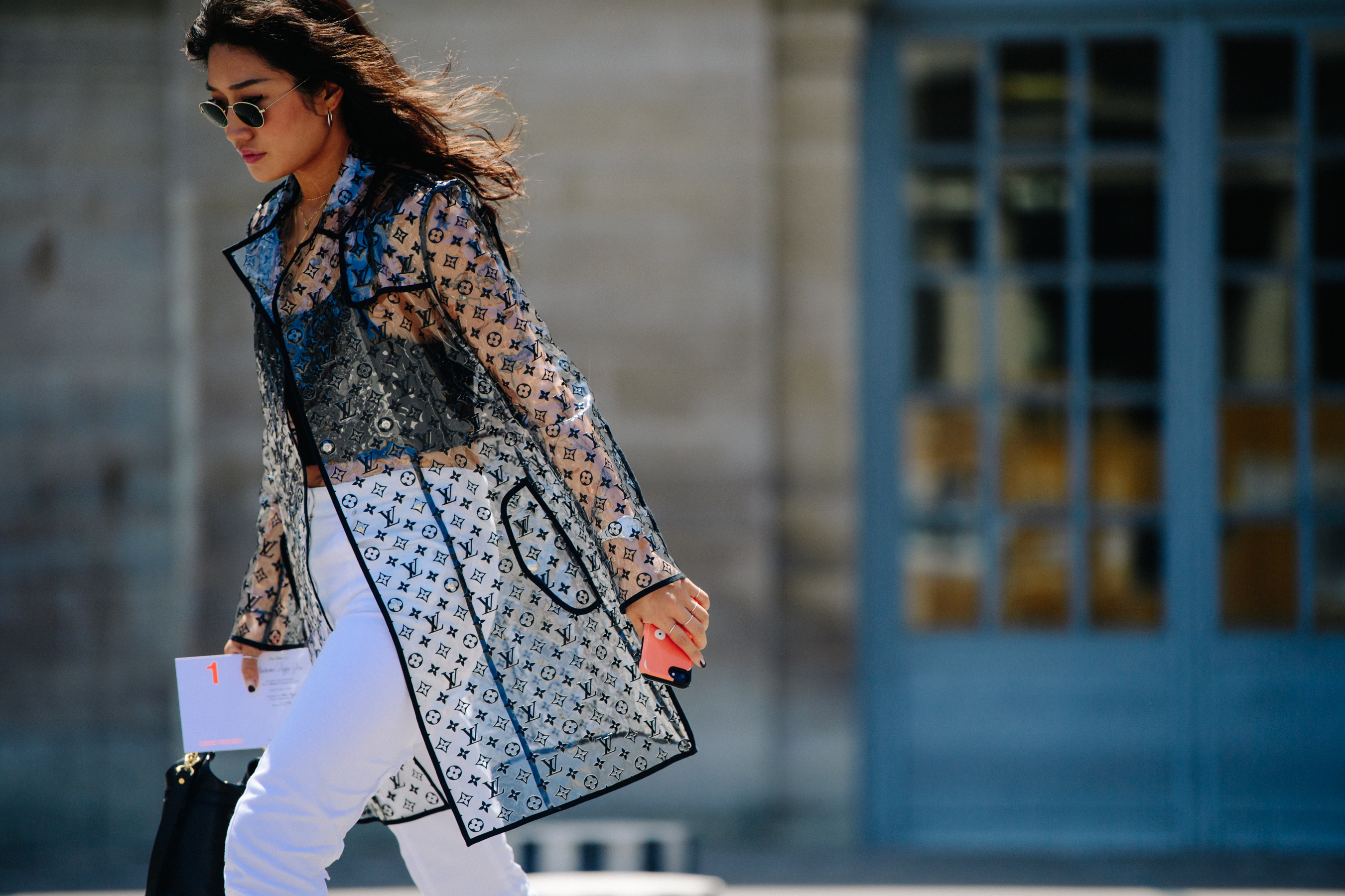 Woman wearing Louis Vuitton coat