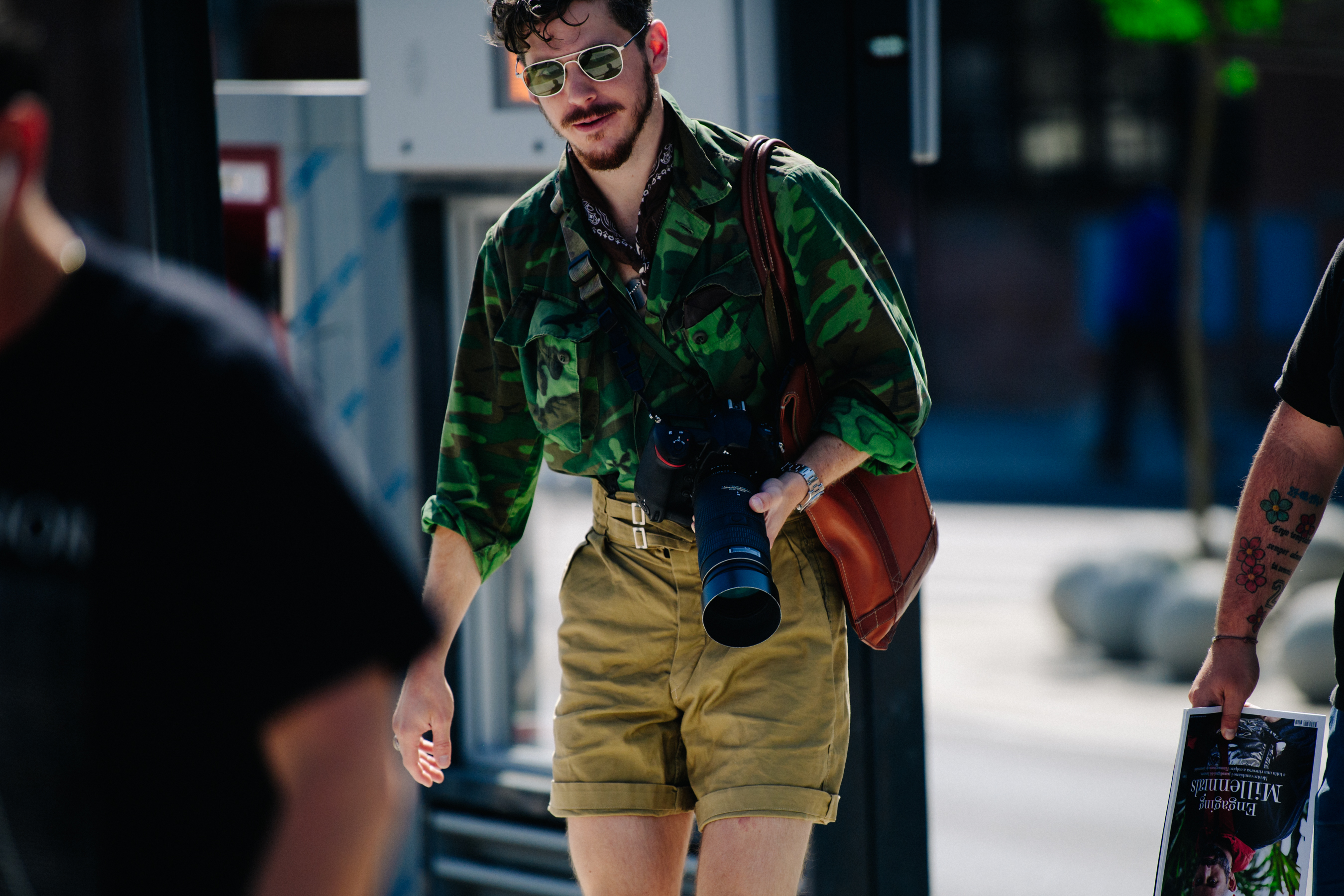 American man wearing camo