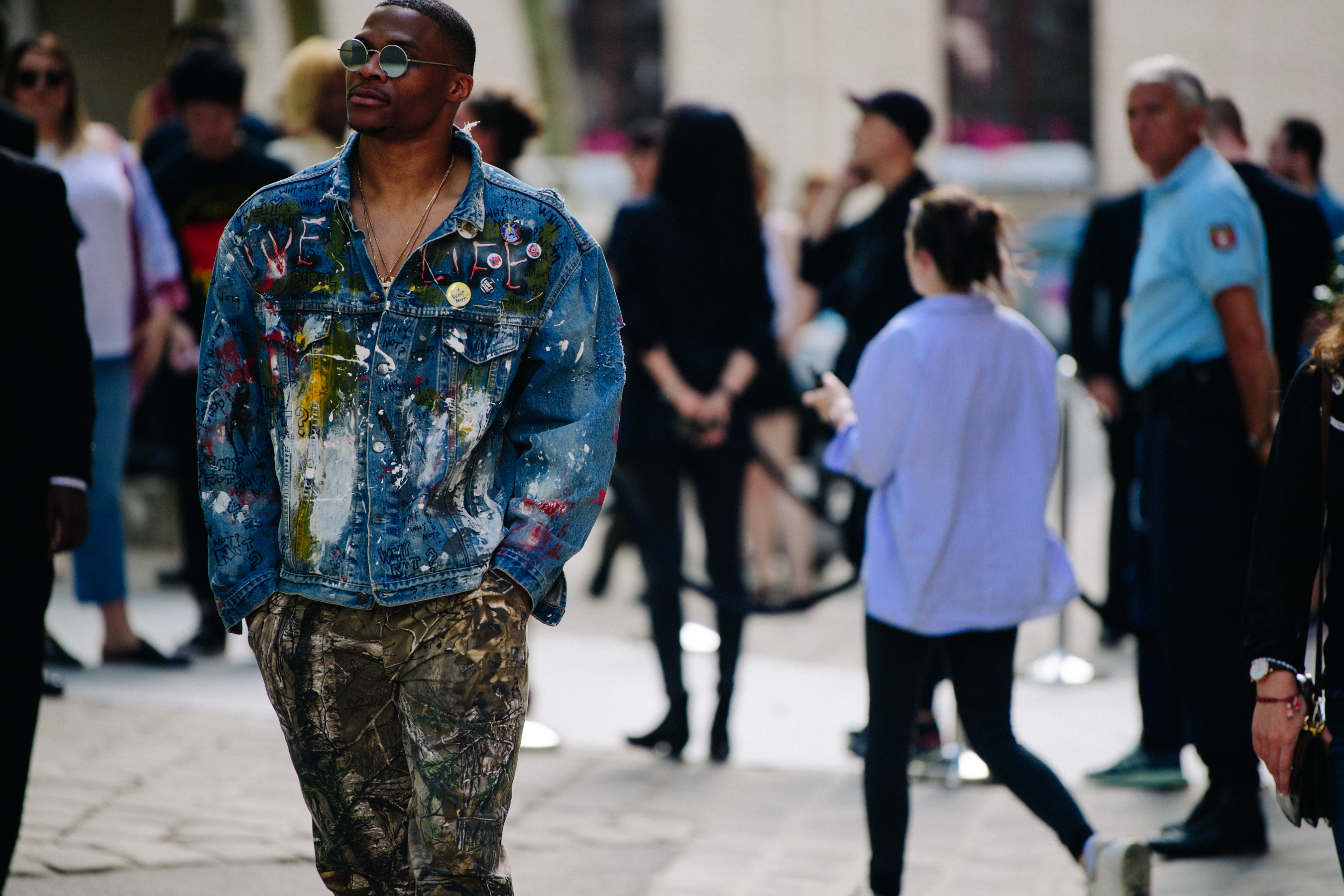 NBA player wearing painted jacket