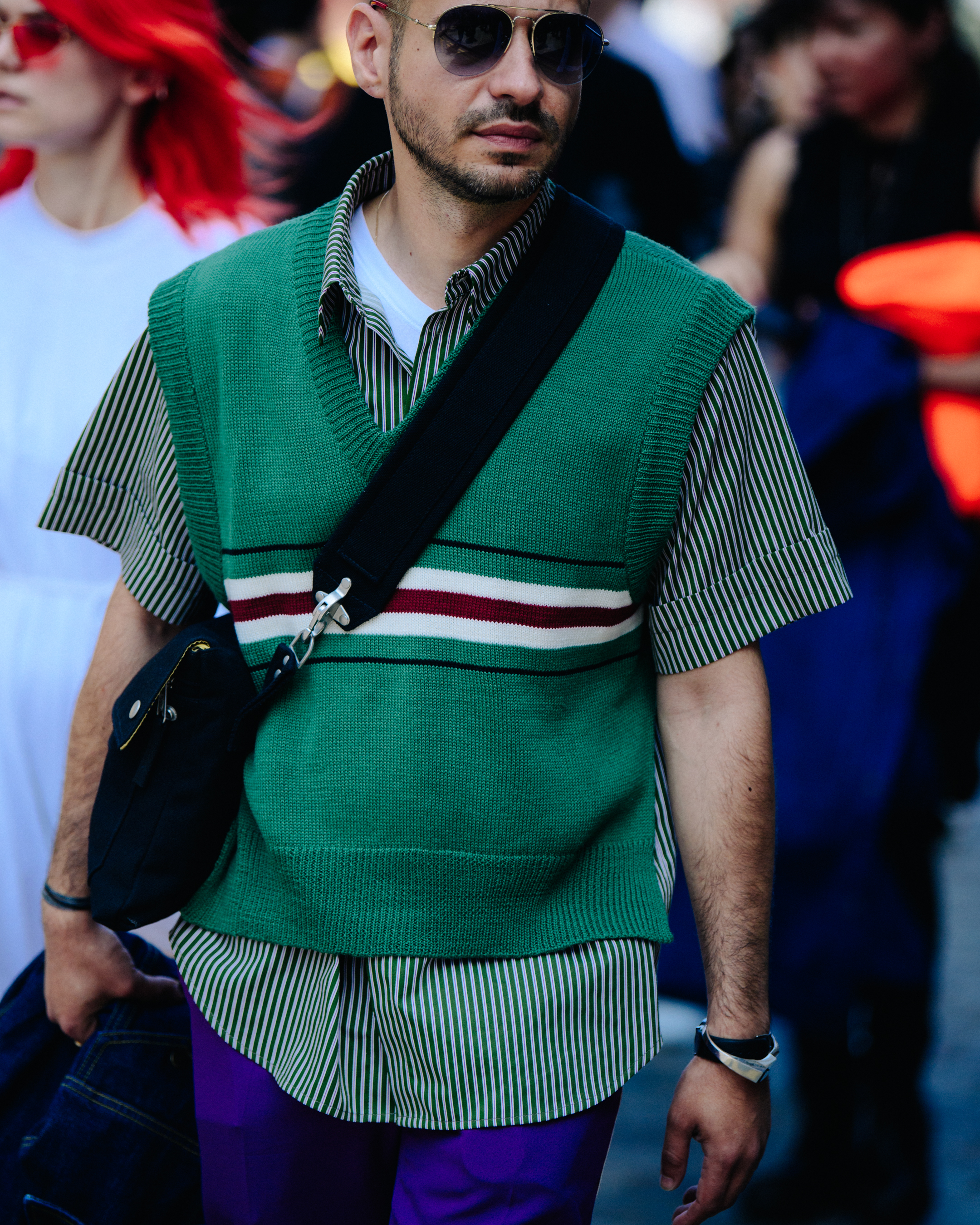 Man wearing green knit vest