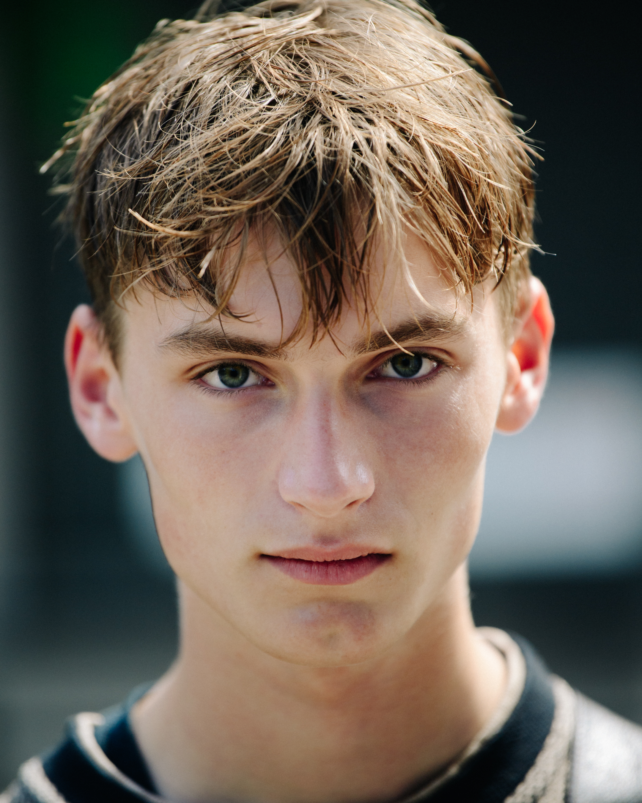 Portrait of male model with blonde hair