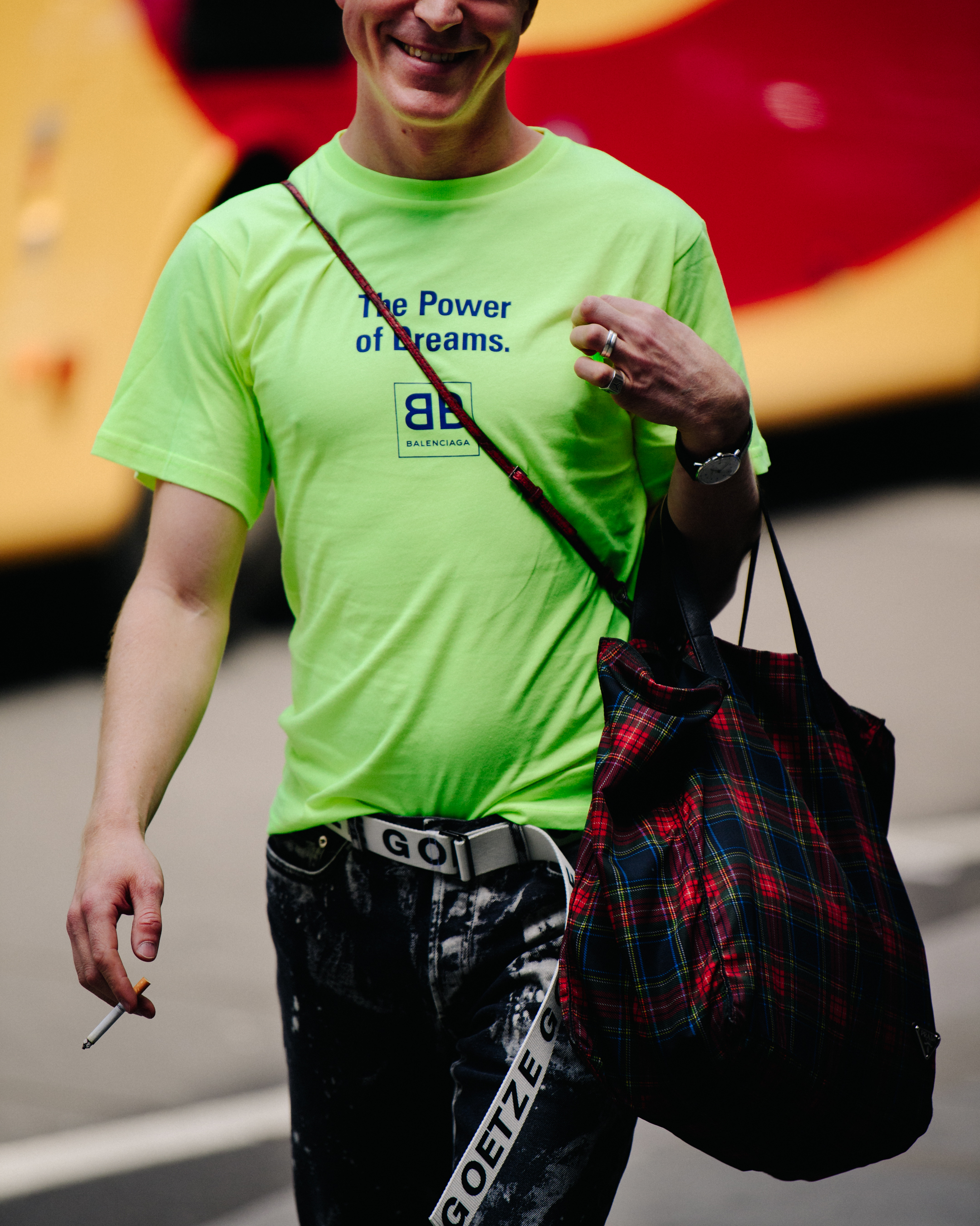 Man wearing green tee shirt