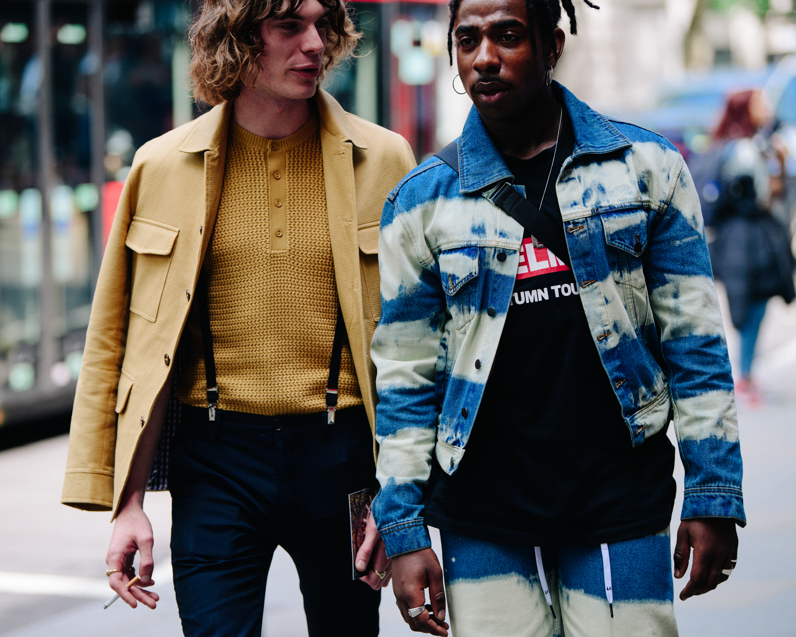 Two men wearing fashionable clothing