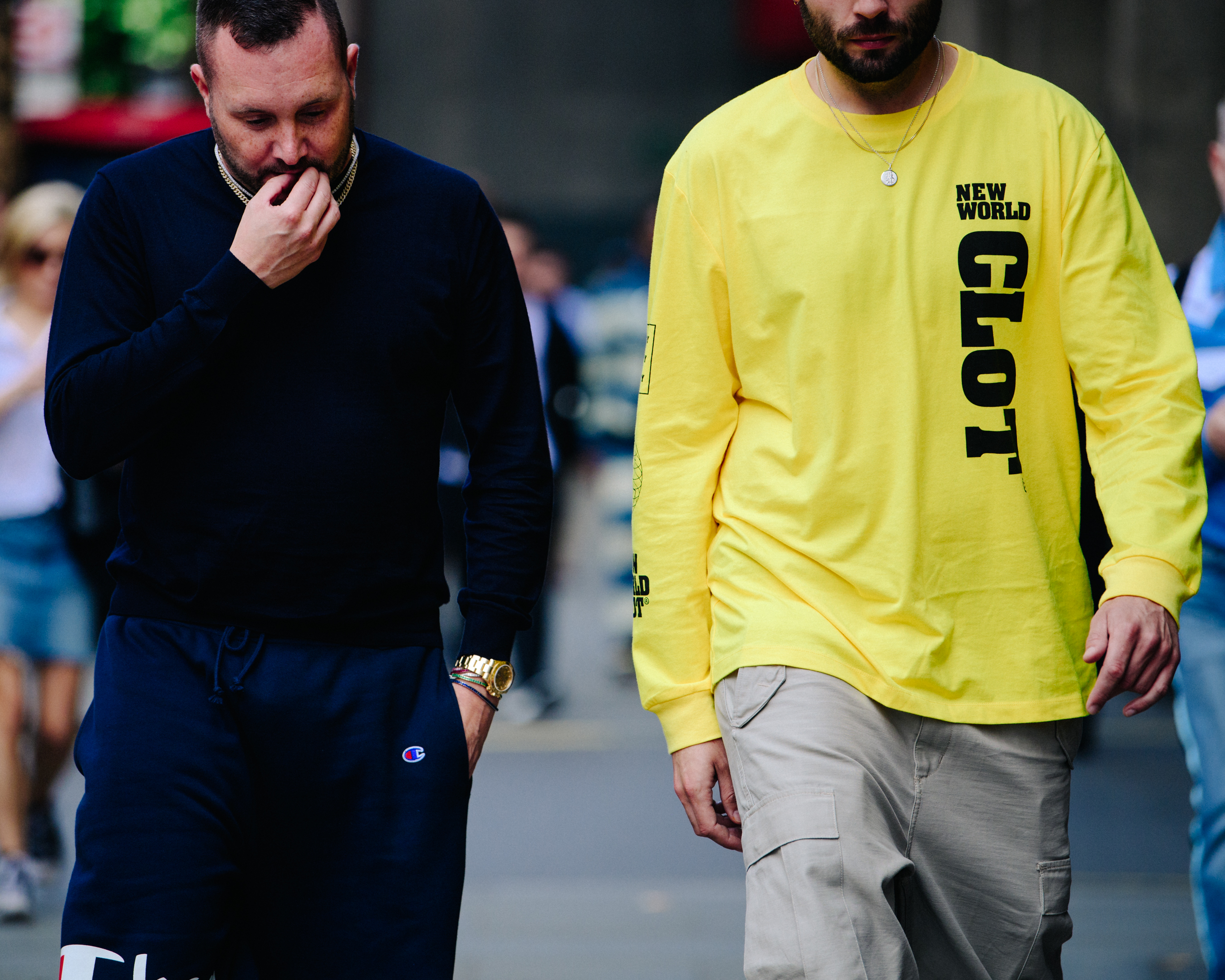 Two men wearing long sleeve tee shirts