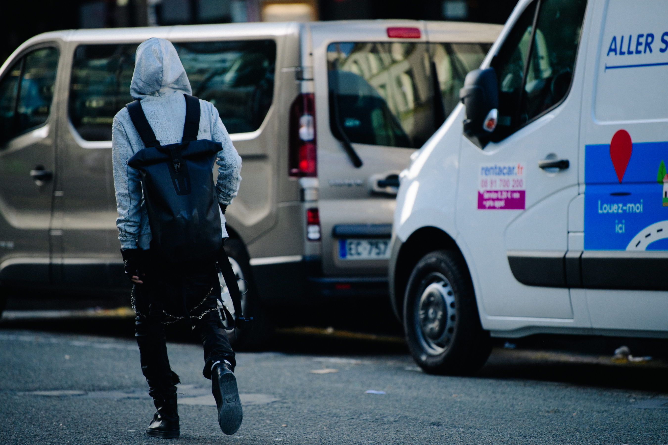 Man wearing black waterproof bag