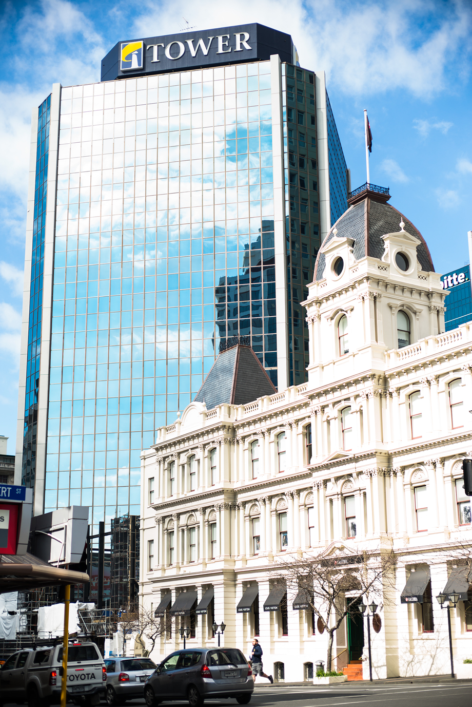 Old and new building in New Zealand CBD