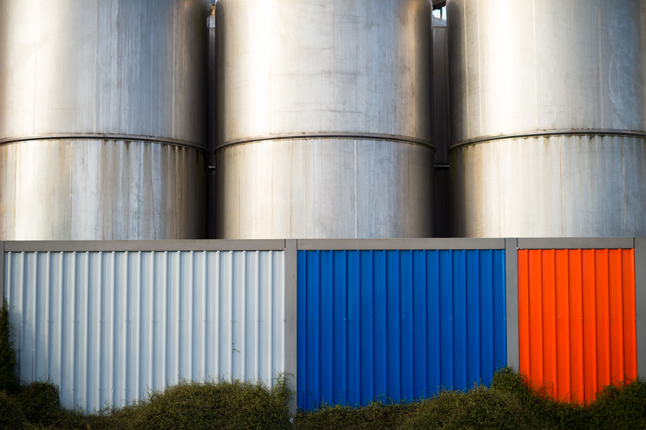 Metal silos in Wynyard Quarter