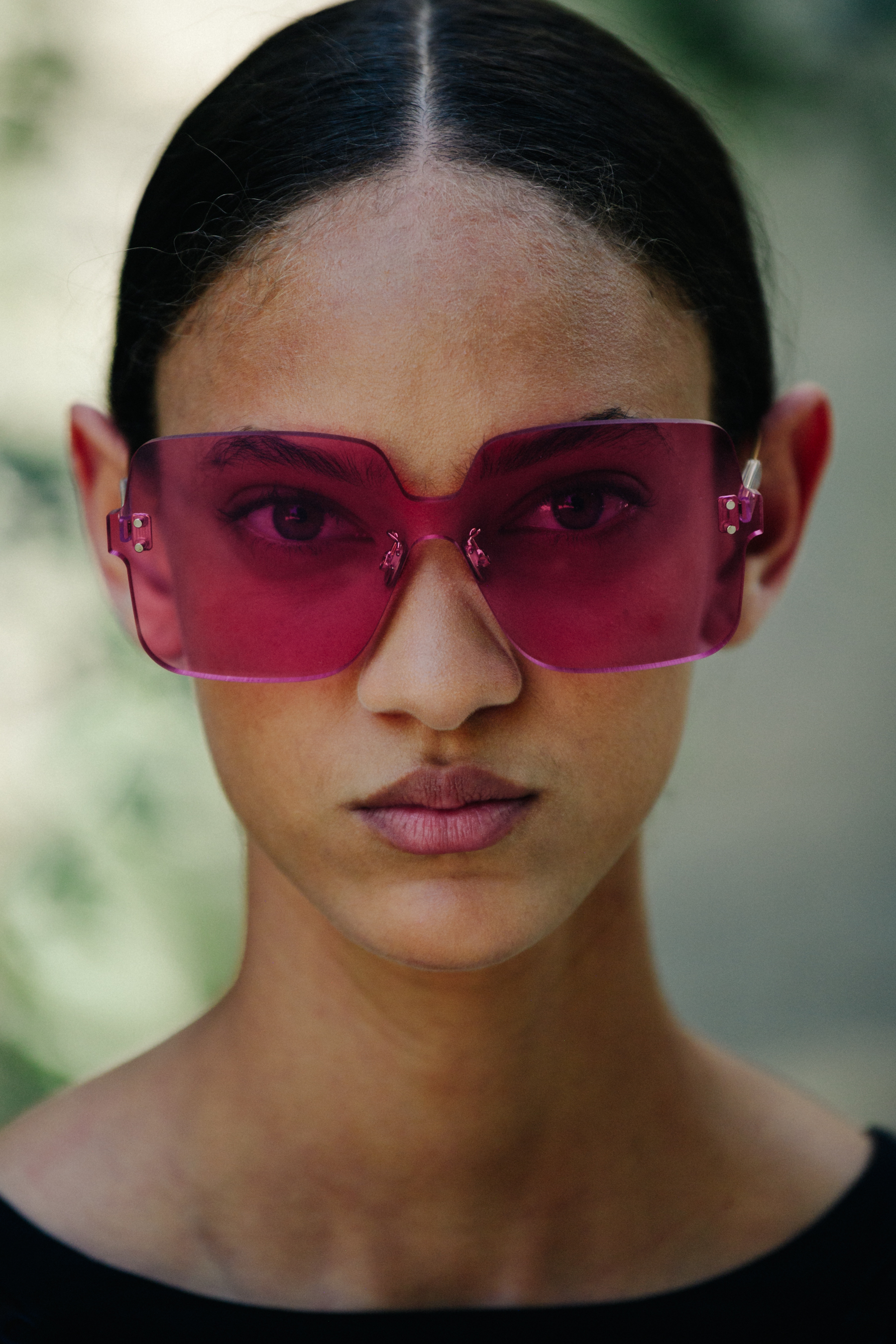 Portrait of model wearing Christian Dior sunglasses