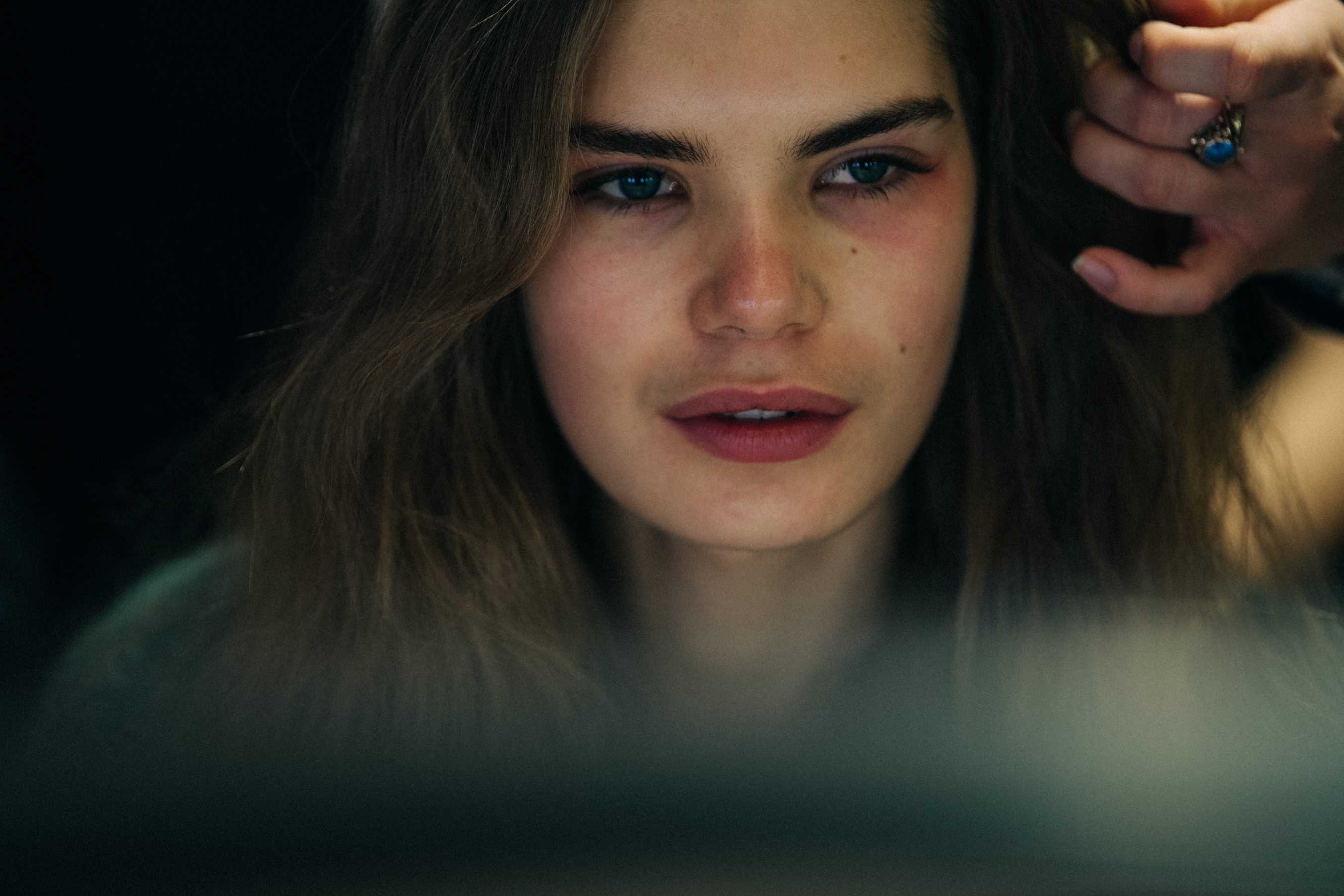 Sophie Rask backstage at Ganni