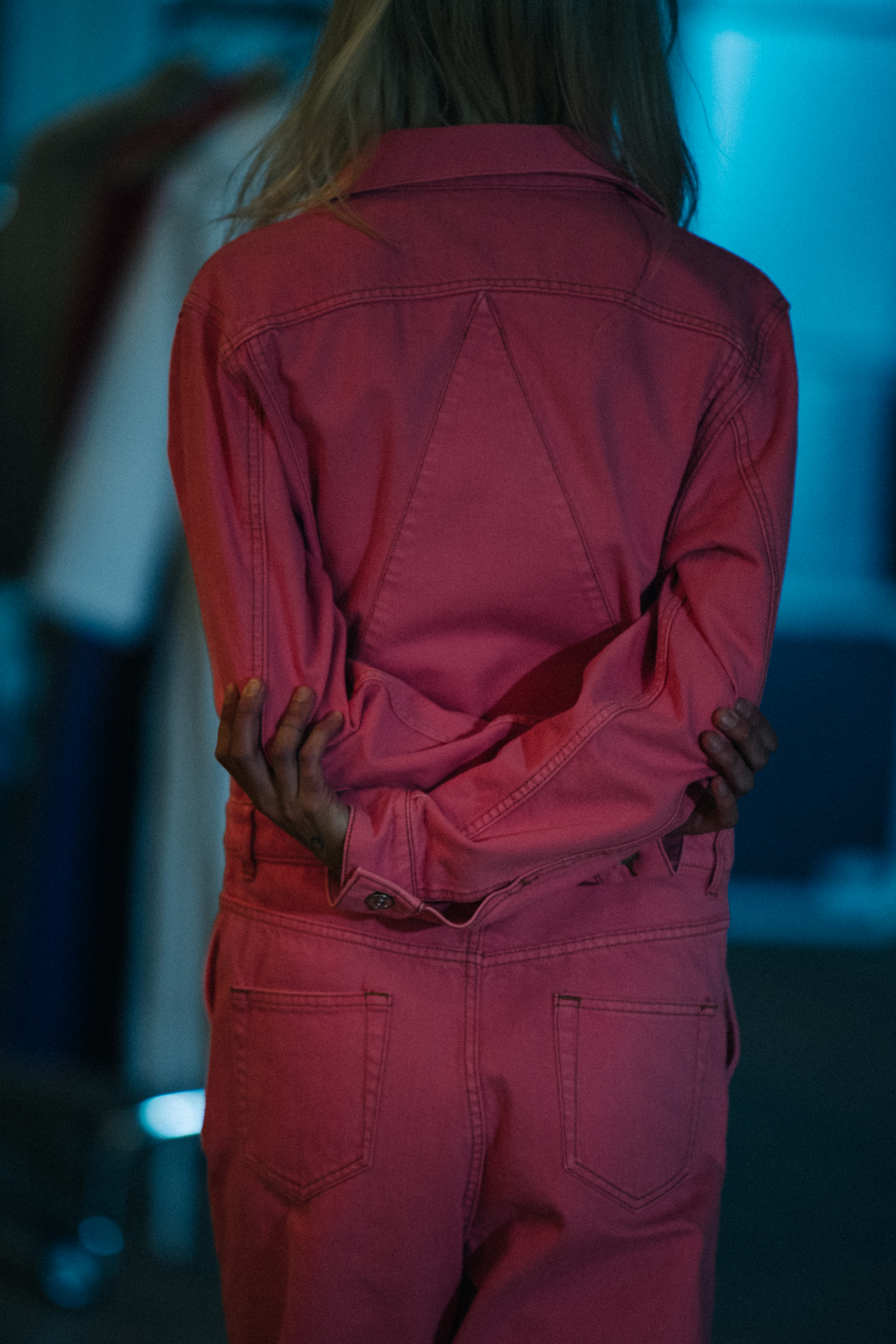 Emma Leth backstage at Ganni