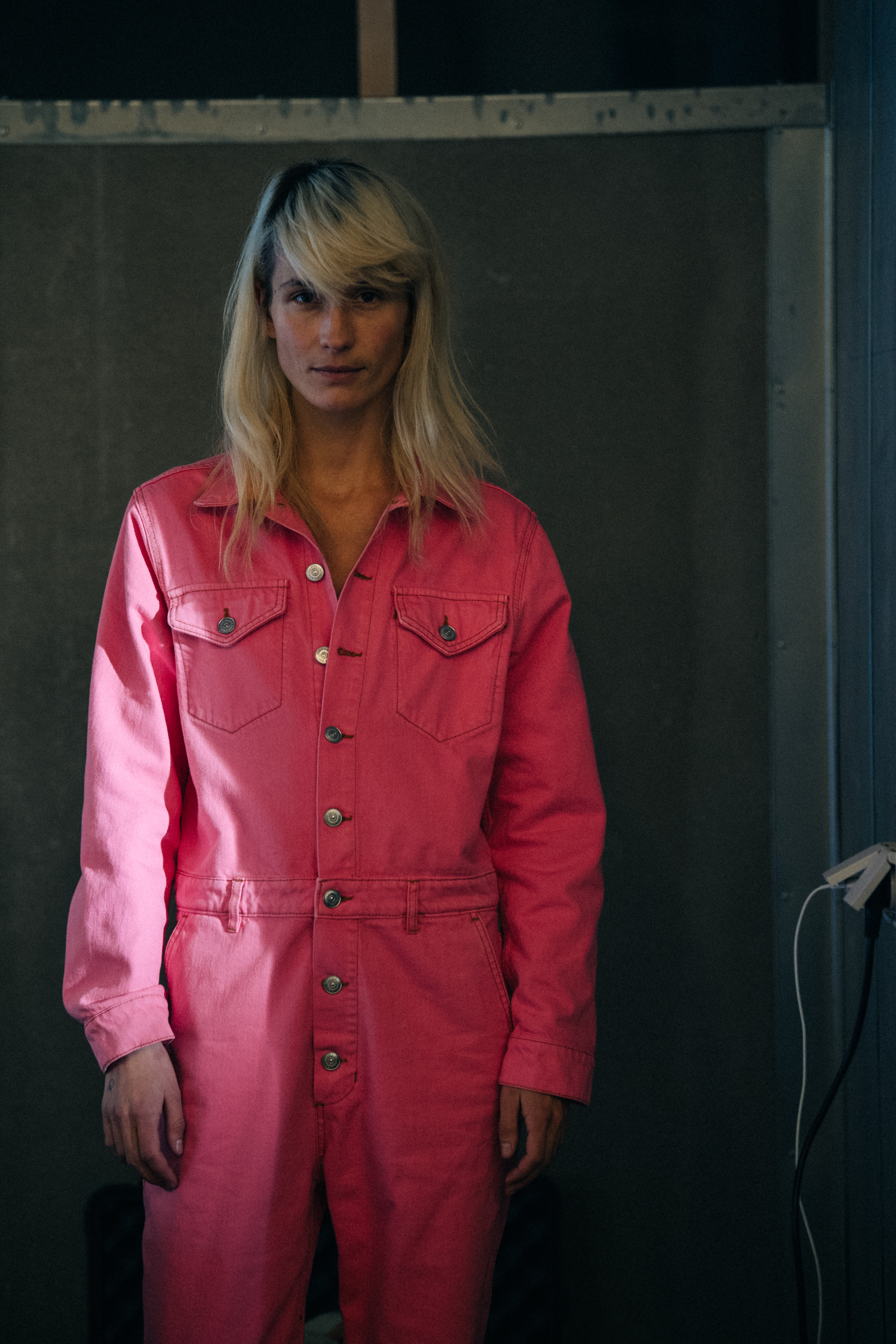 Emma Leth backstage at Ganni