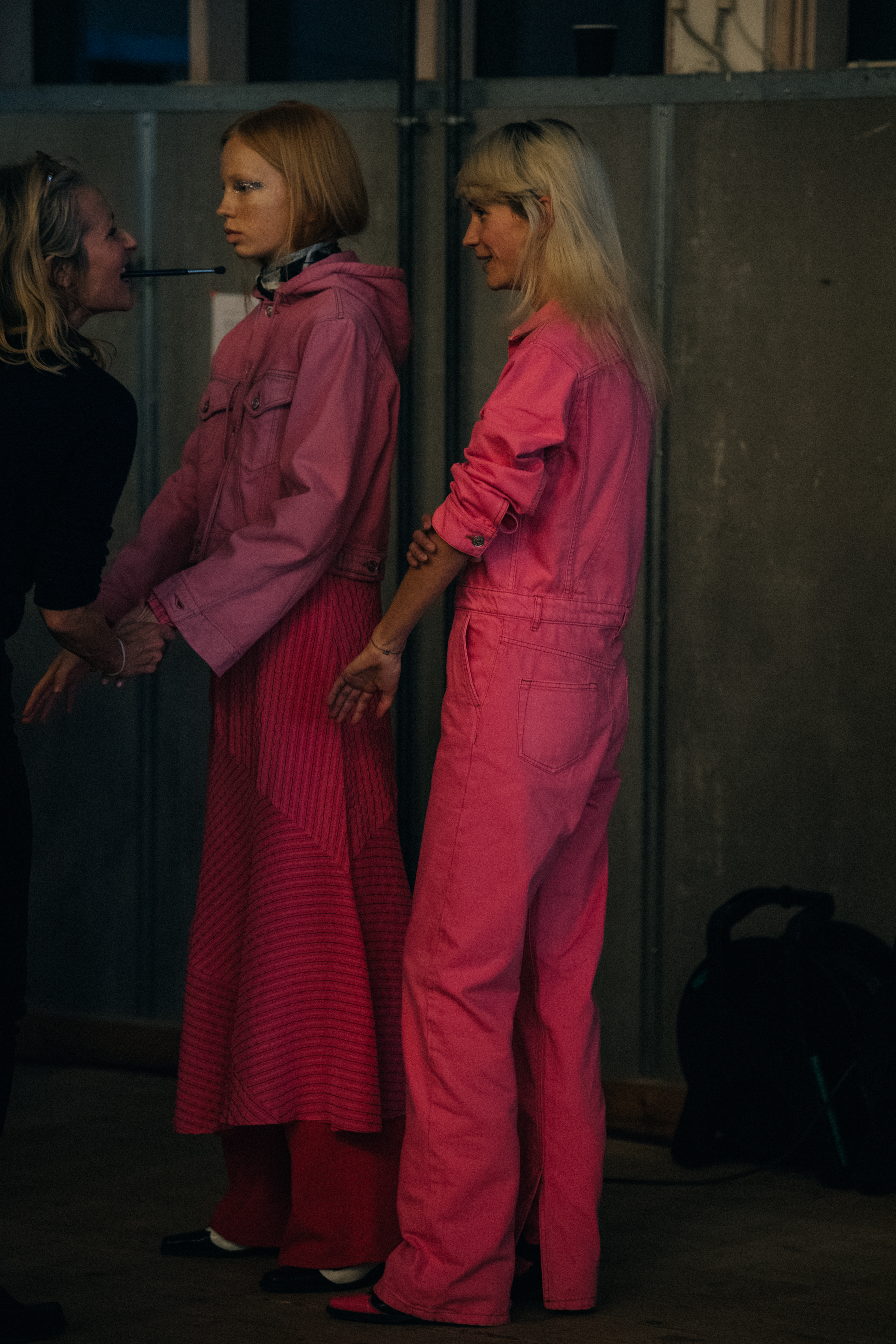 Emma Leth backstage at Ganni