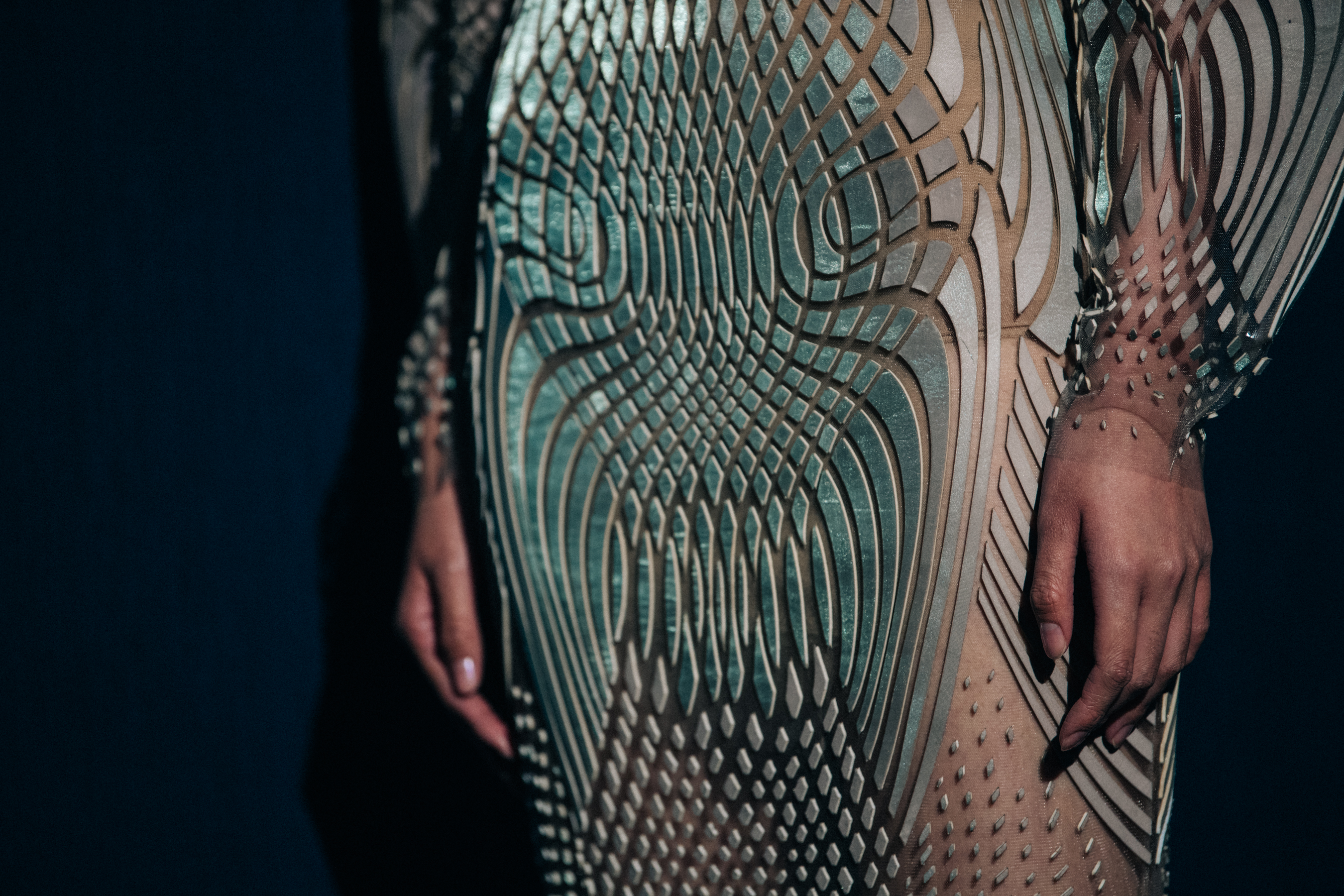 Model wearing elegant designed dress