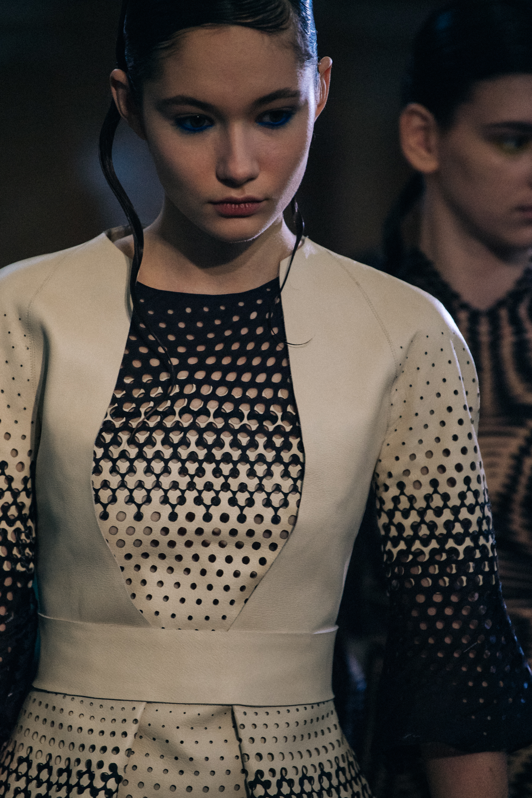 Two models backstage wearing Iris van Herpen couture