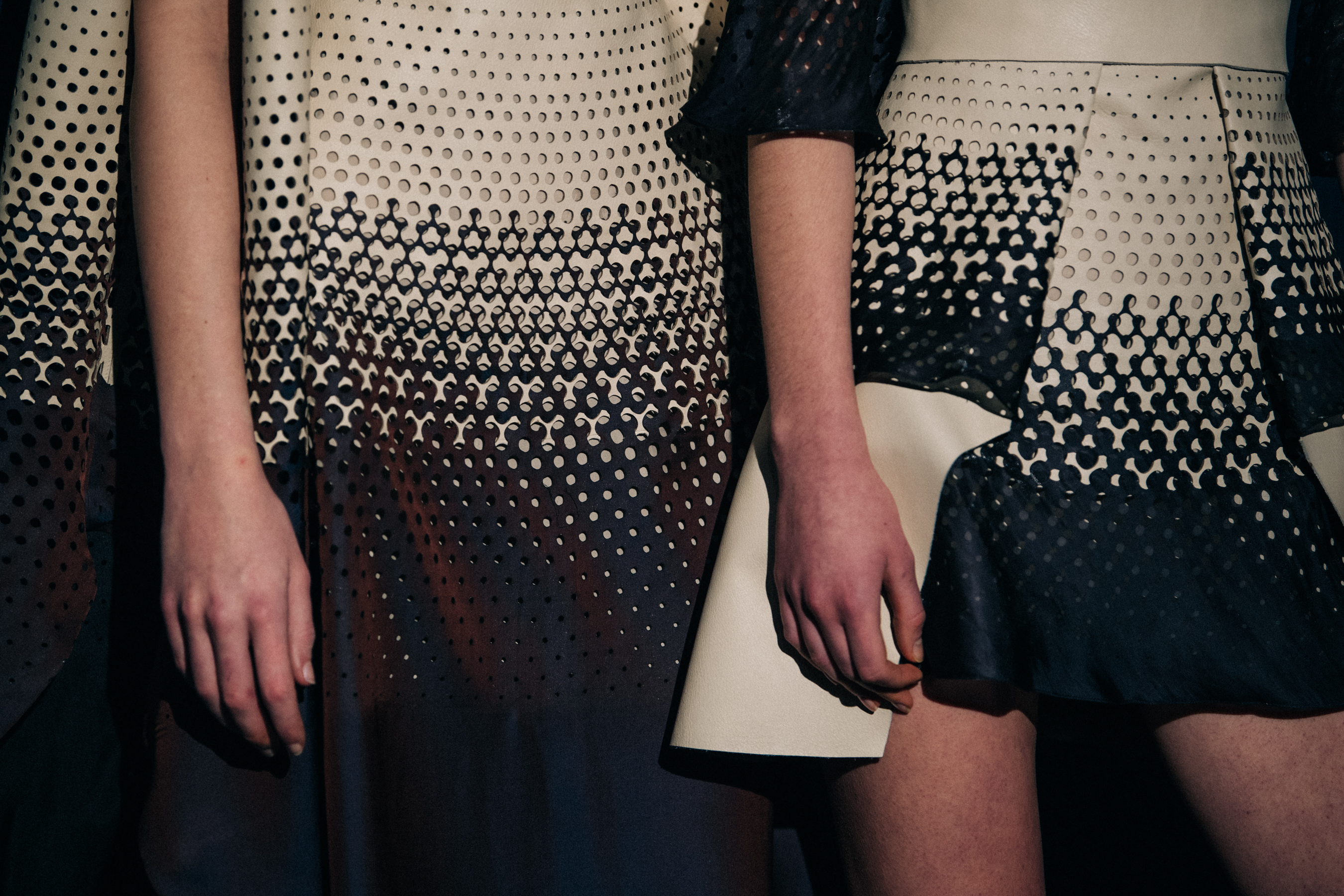 Two models backstage wearing Iris van Herpen couture