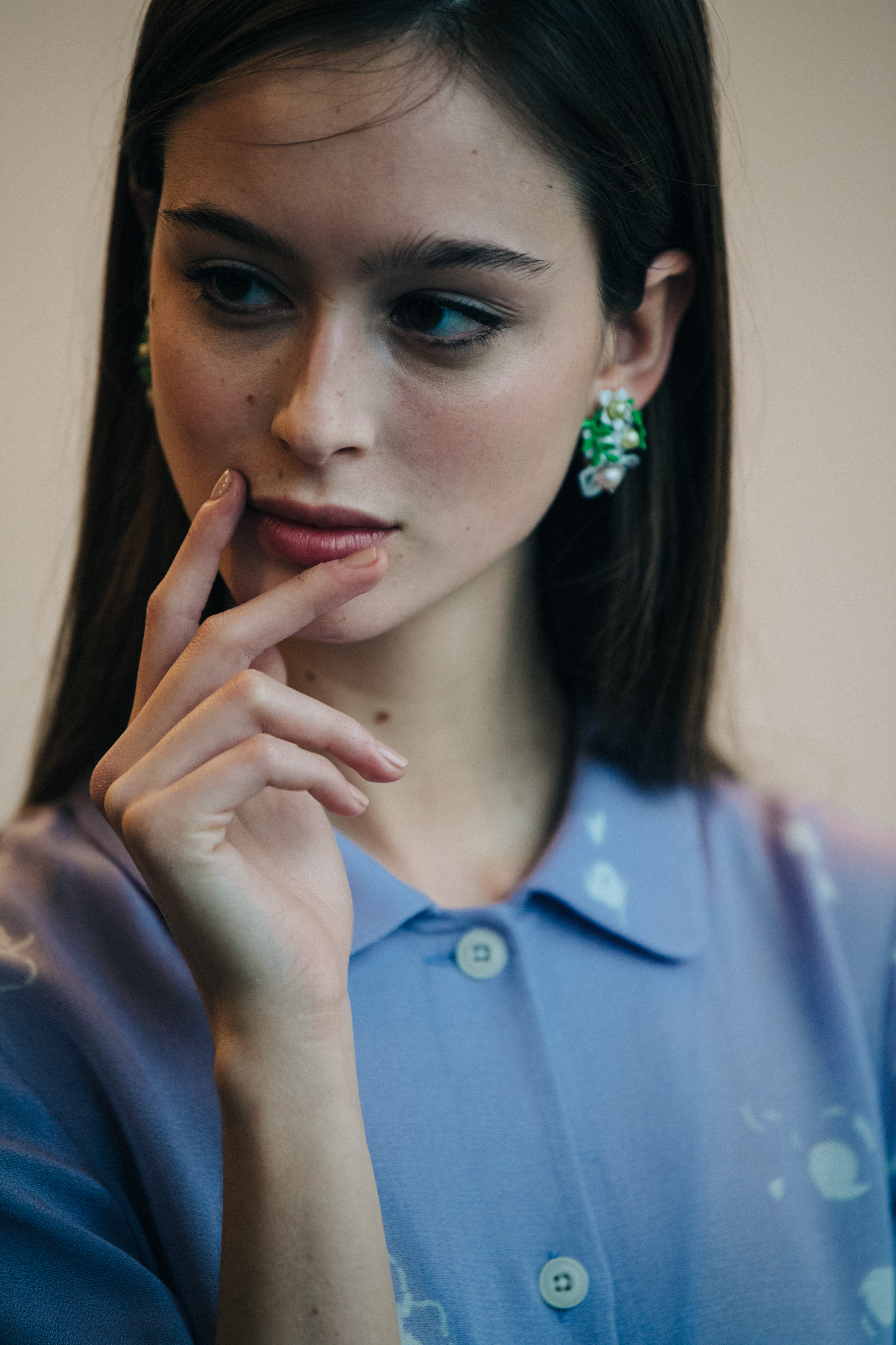 Chiara Corridori backstage at Mansur Gavriel