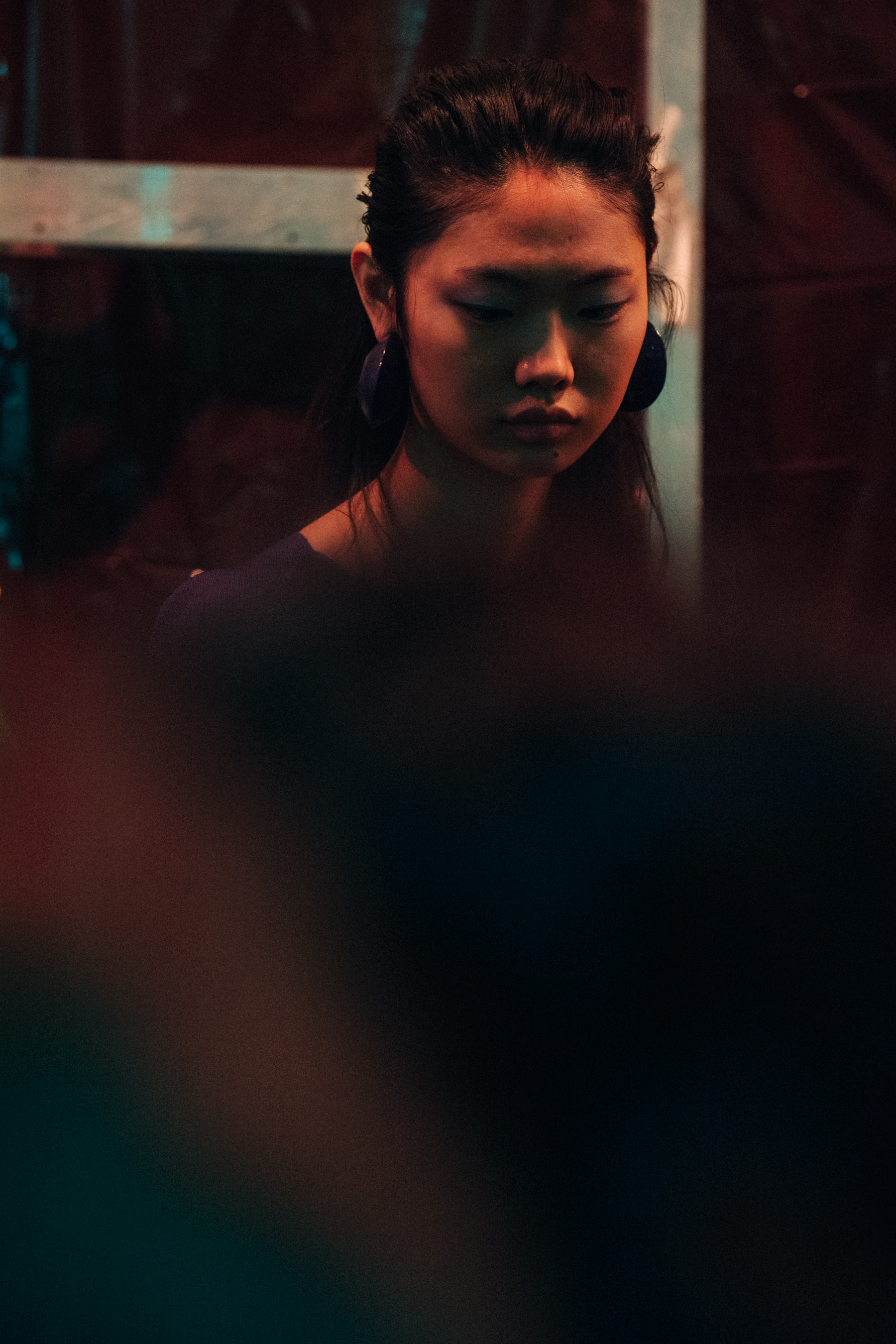 Asian model backstage at Marni
