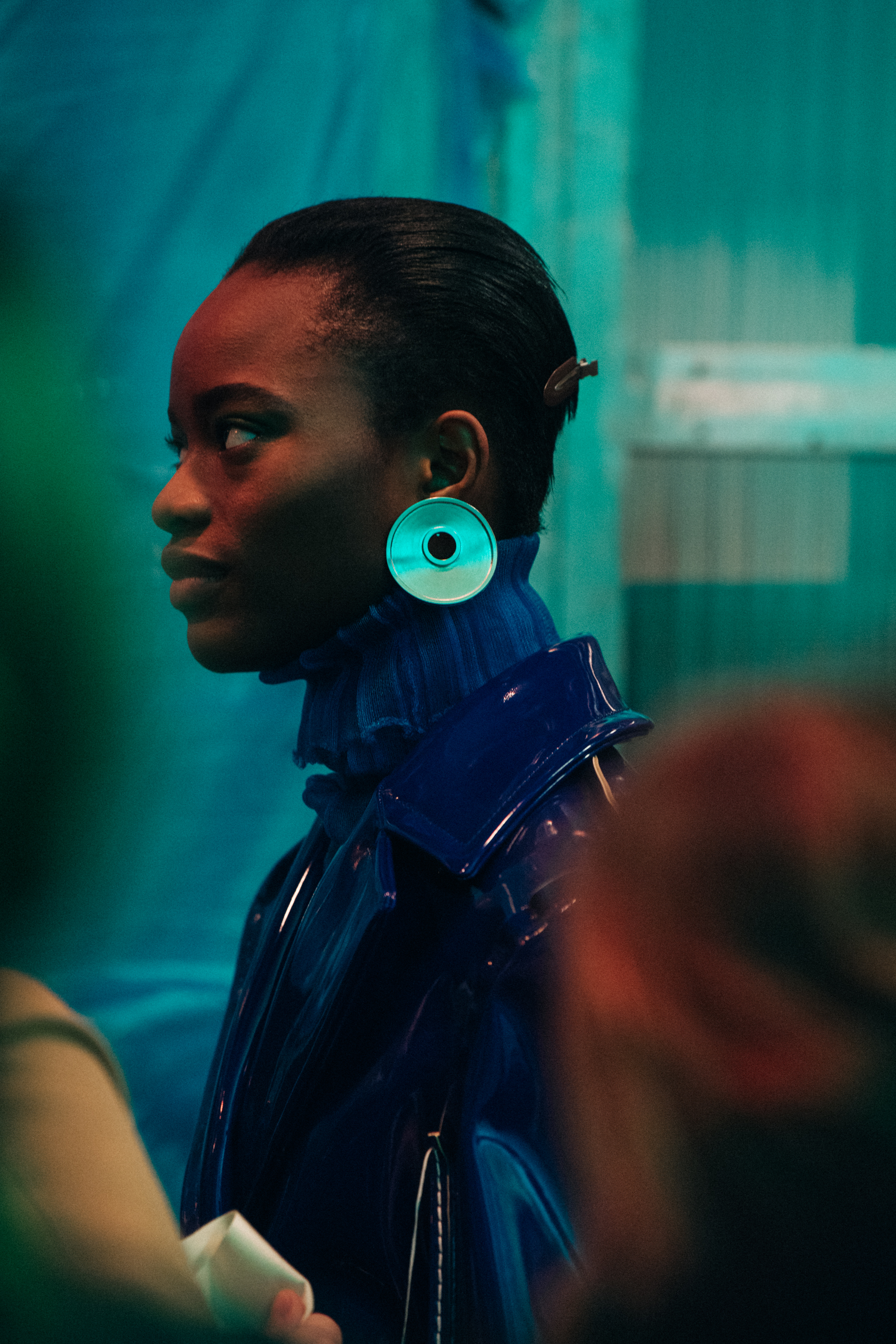 Mayowa Nicholas backstage at Marni