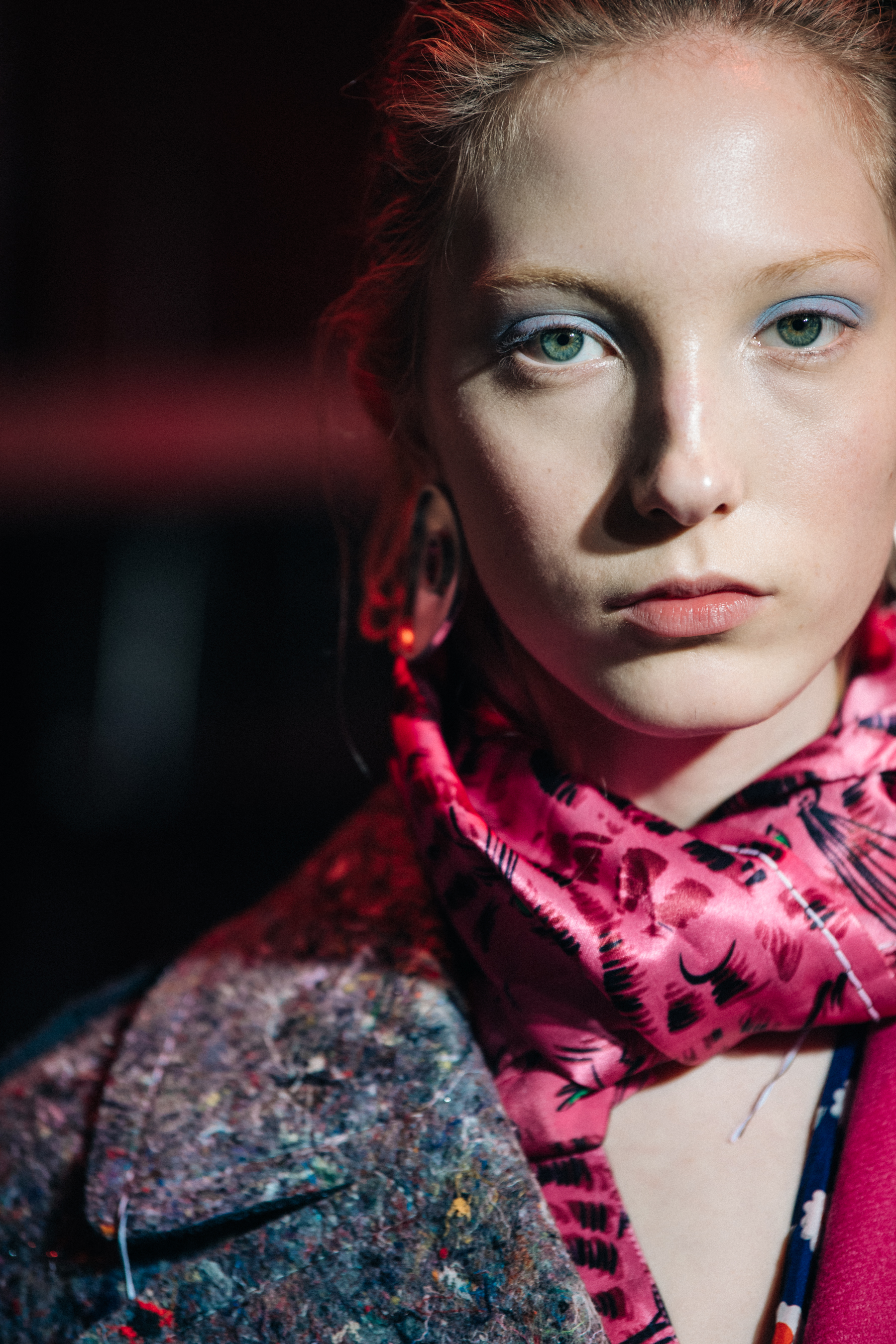 Sasha Komarova backstage at Marni