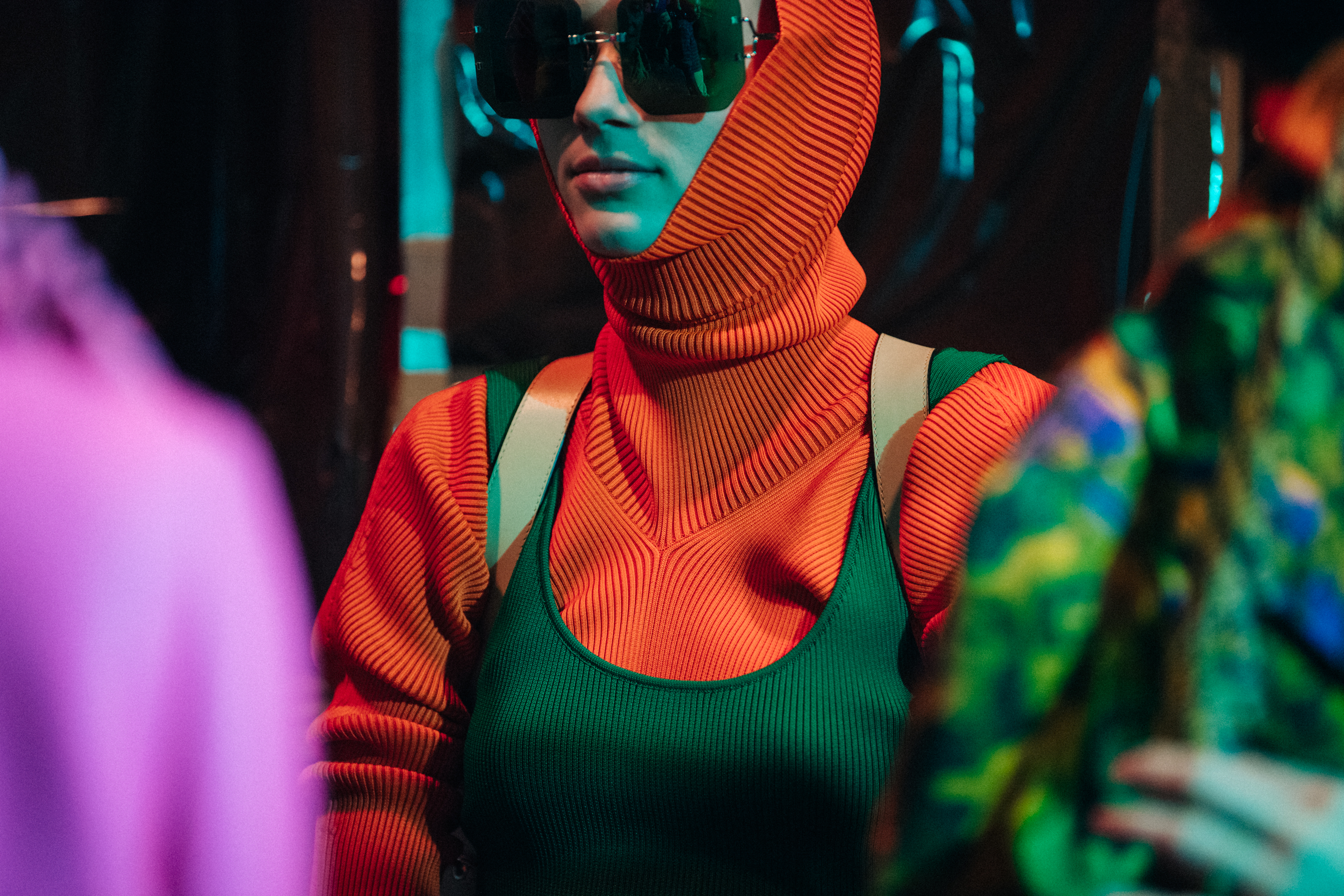 Models wearing colourful outfits at Marni