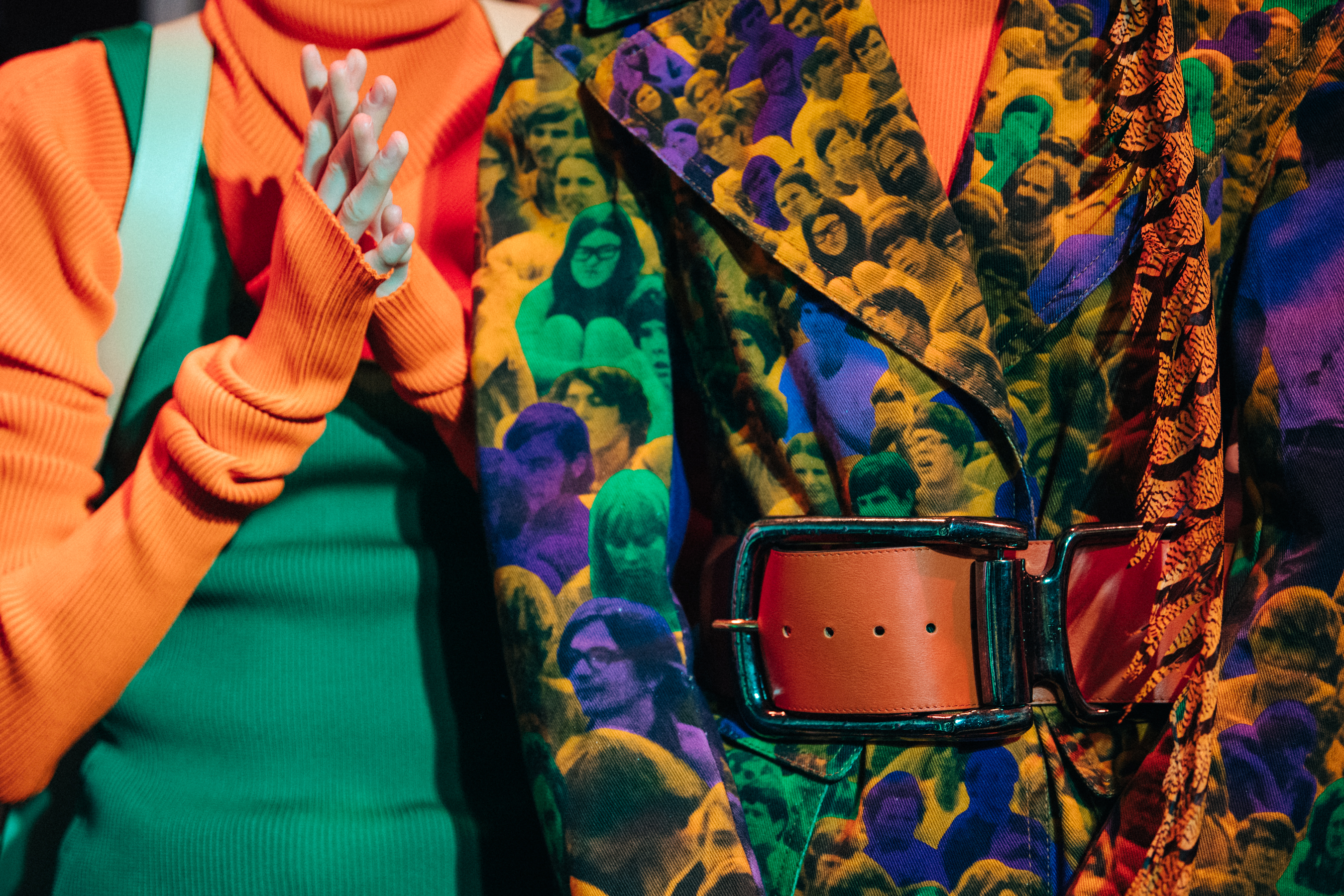 Models wearing colourful outfits at Marni