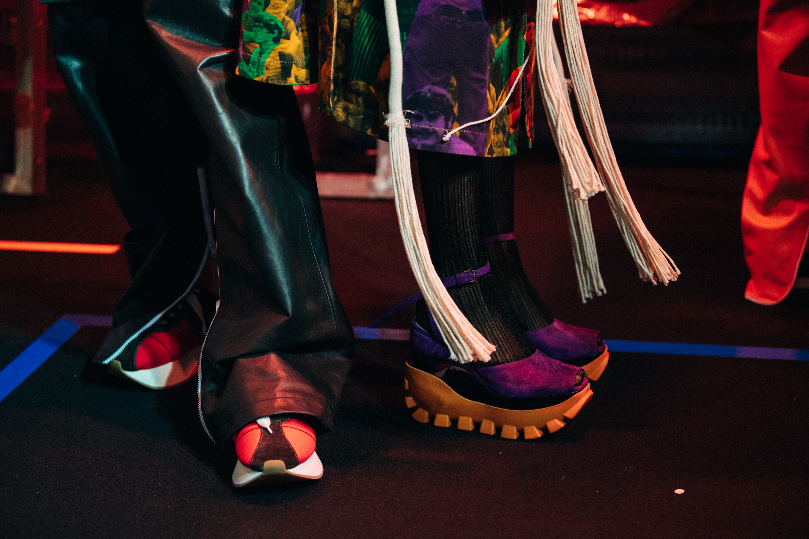 Models wearing Marni sneakers backstage