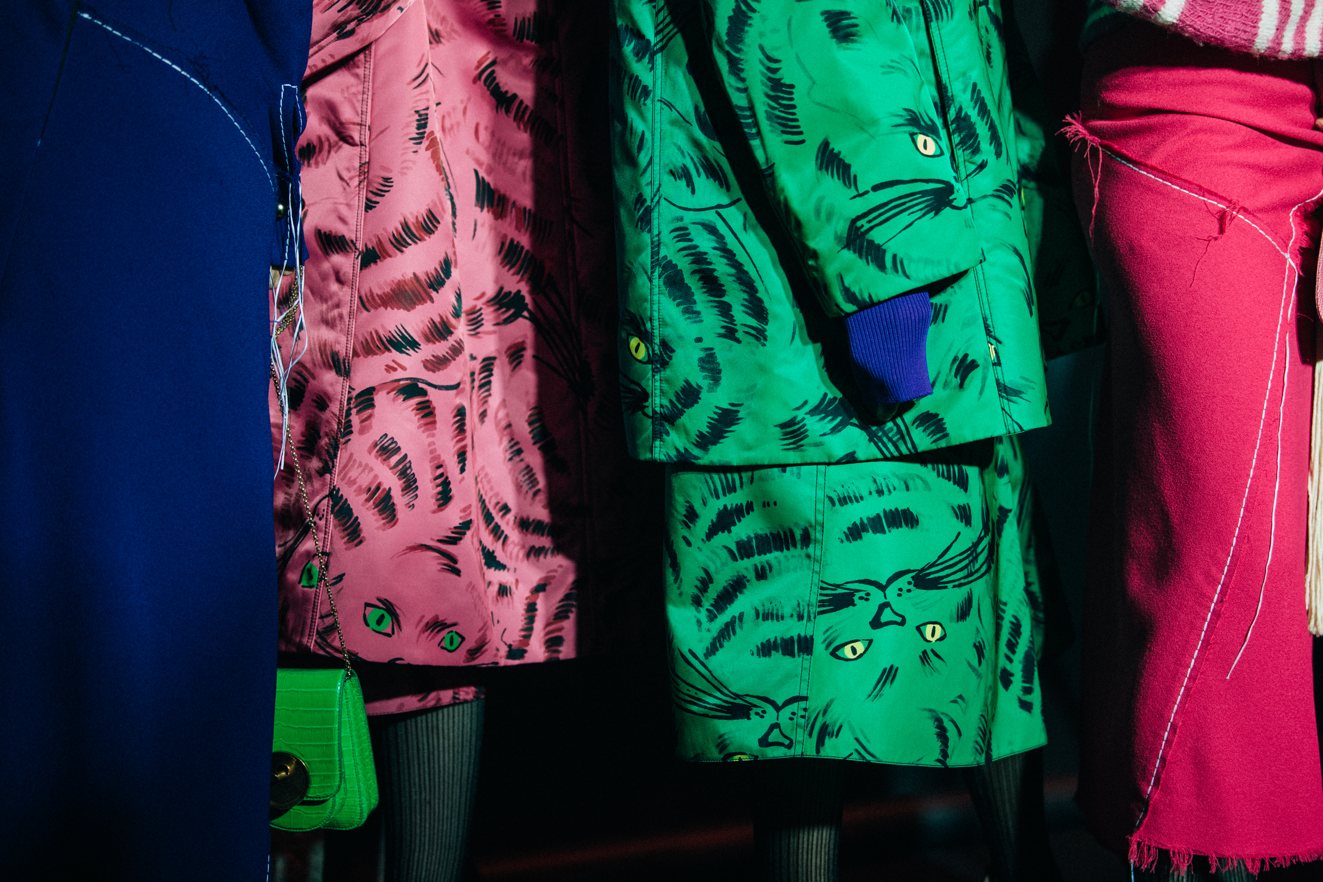 Models wearing colourful outfits at Marni