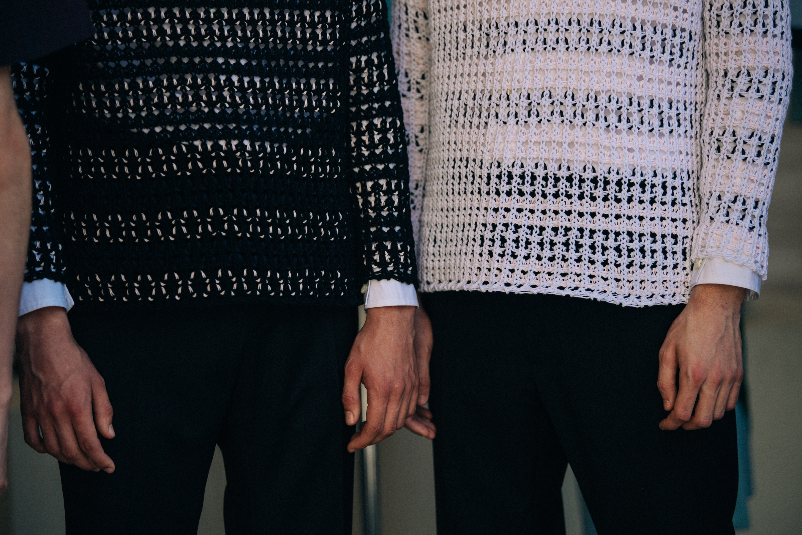 Models wearing knitted jumpers at Namacheko