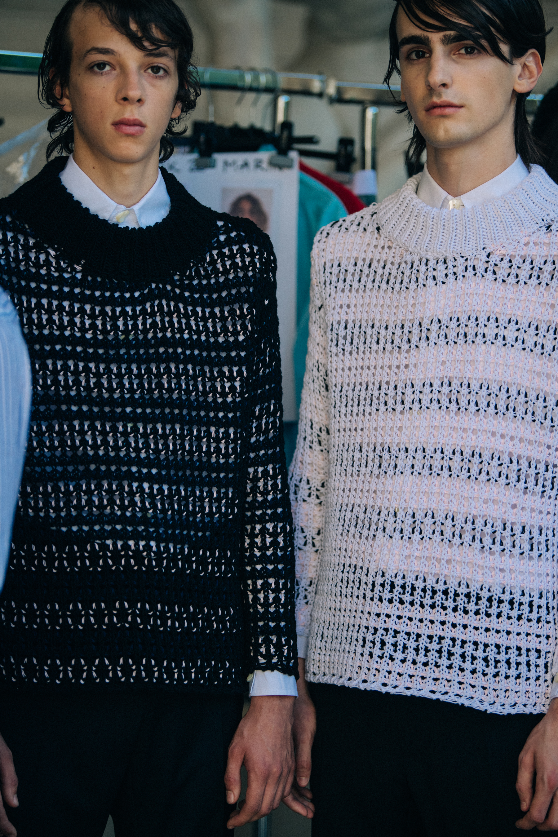 Models wearing knitted jumpers at Namacheko