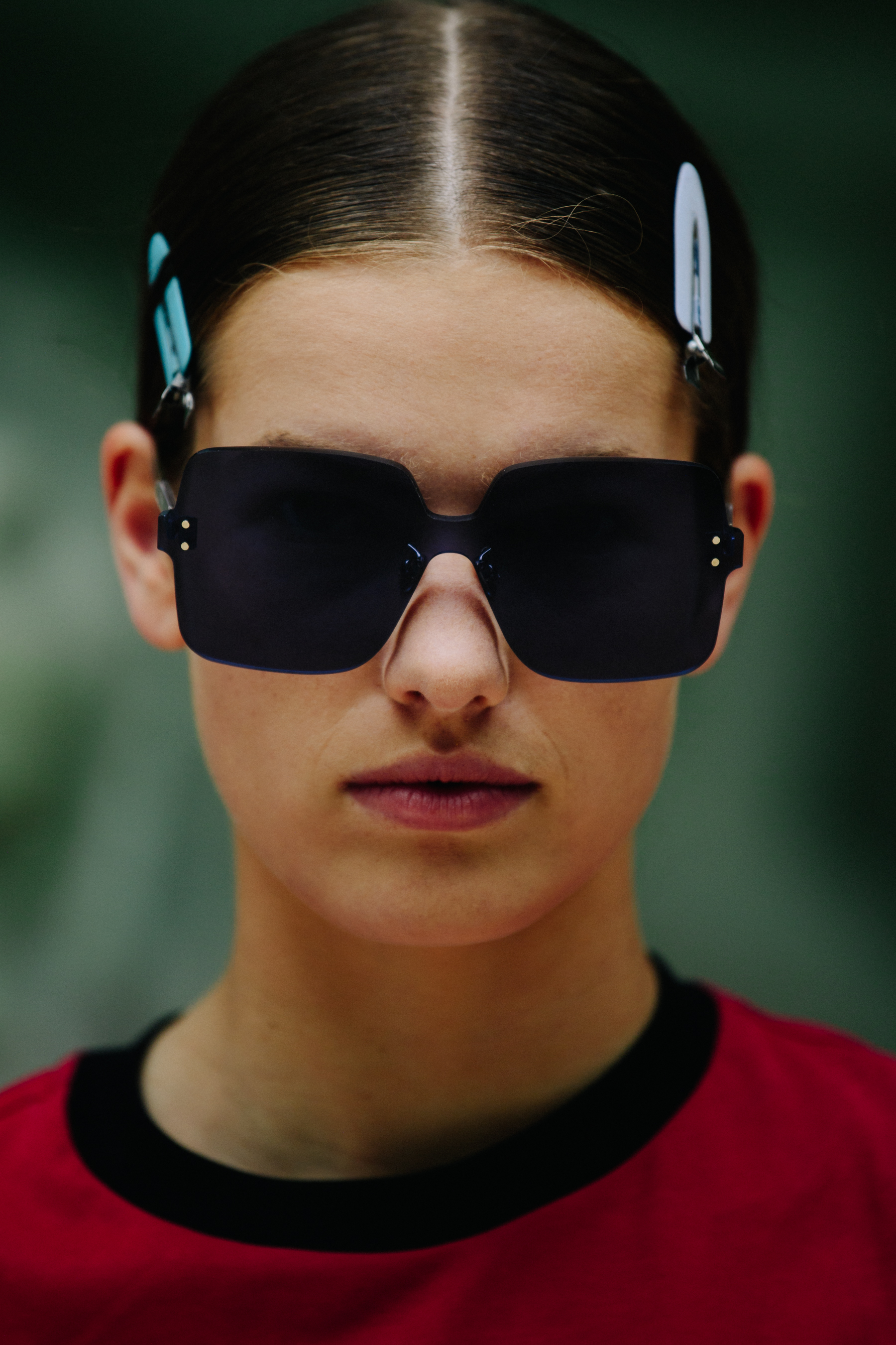Portrait of model wearing Christian Dior sunglasses
