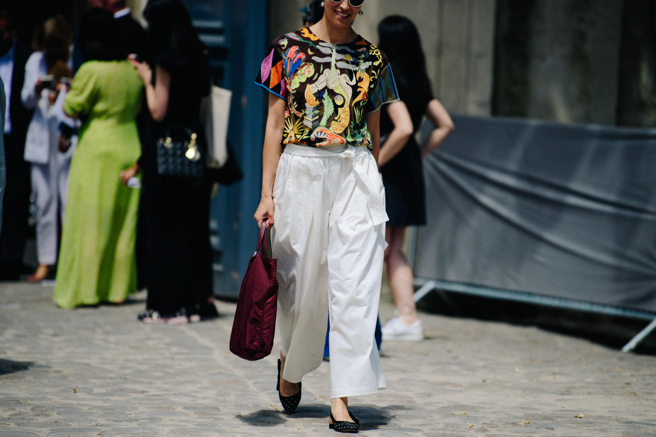 Editor wearing colourful top