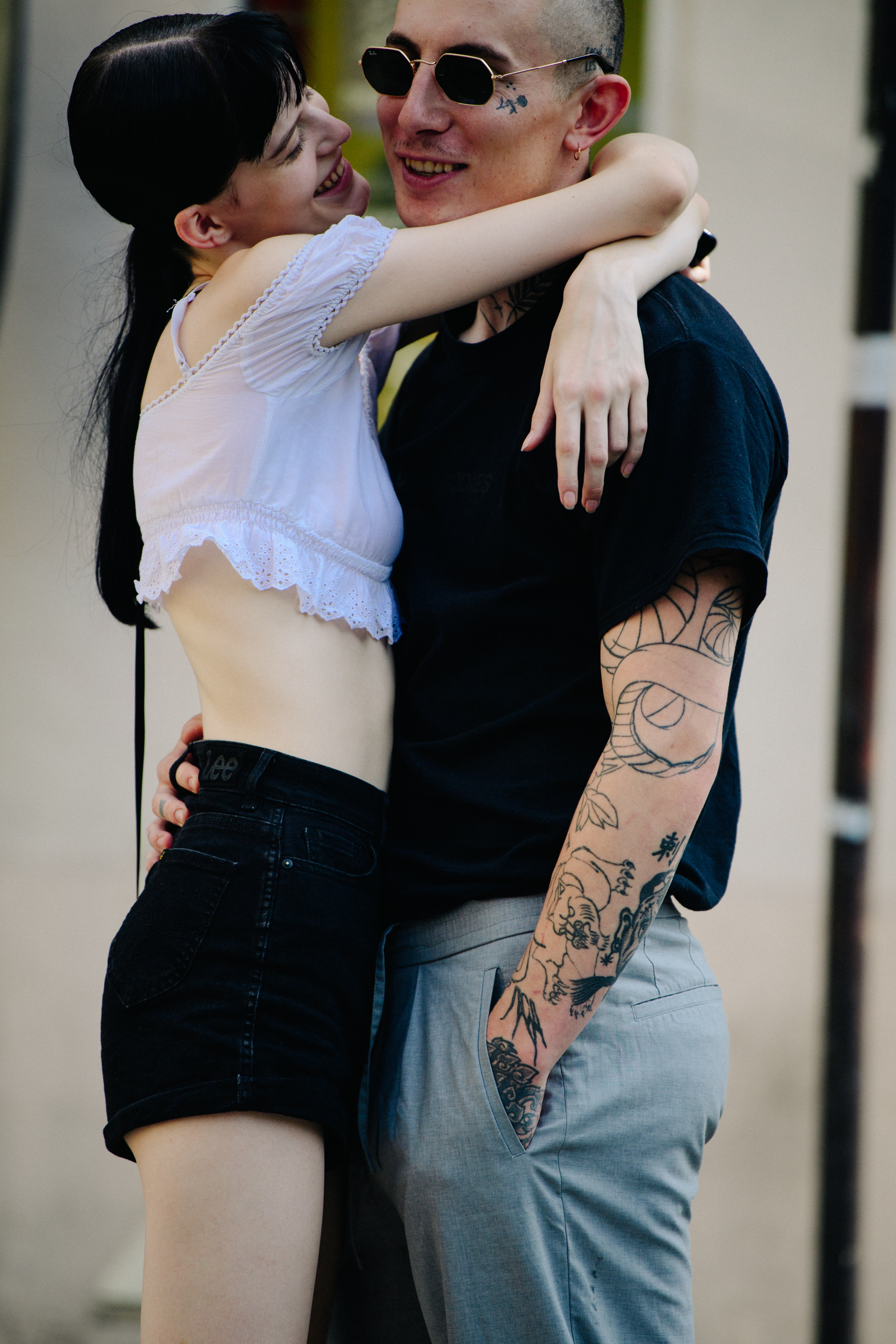 Couple hugging