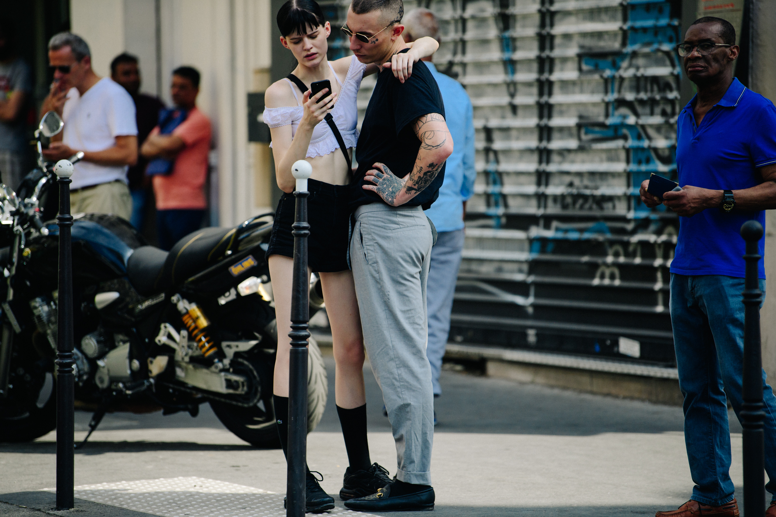 Couple wearing dark clothing