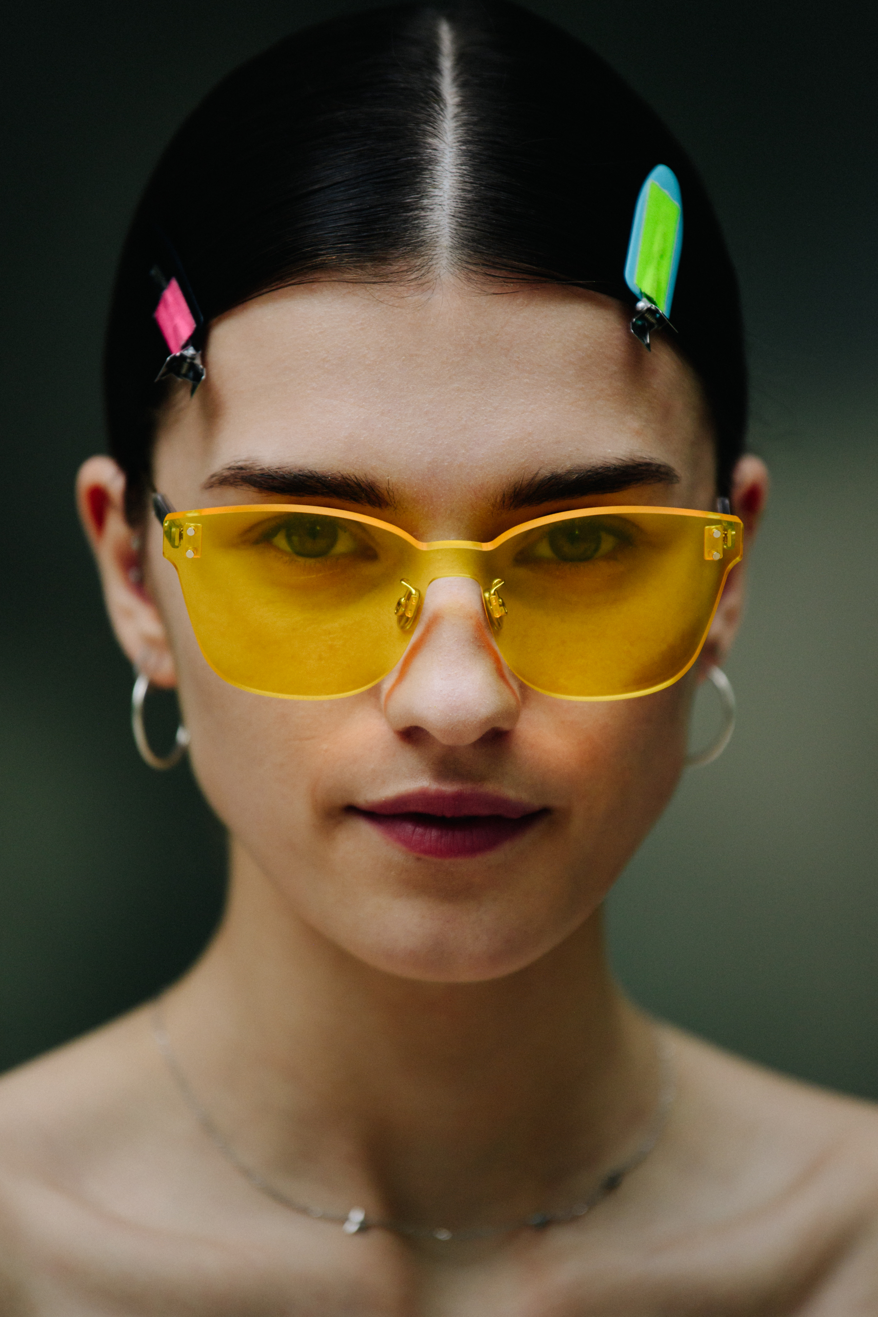 Portrait of model wearing Christian Dior sunglasses