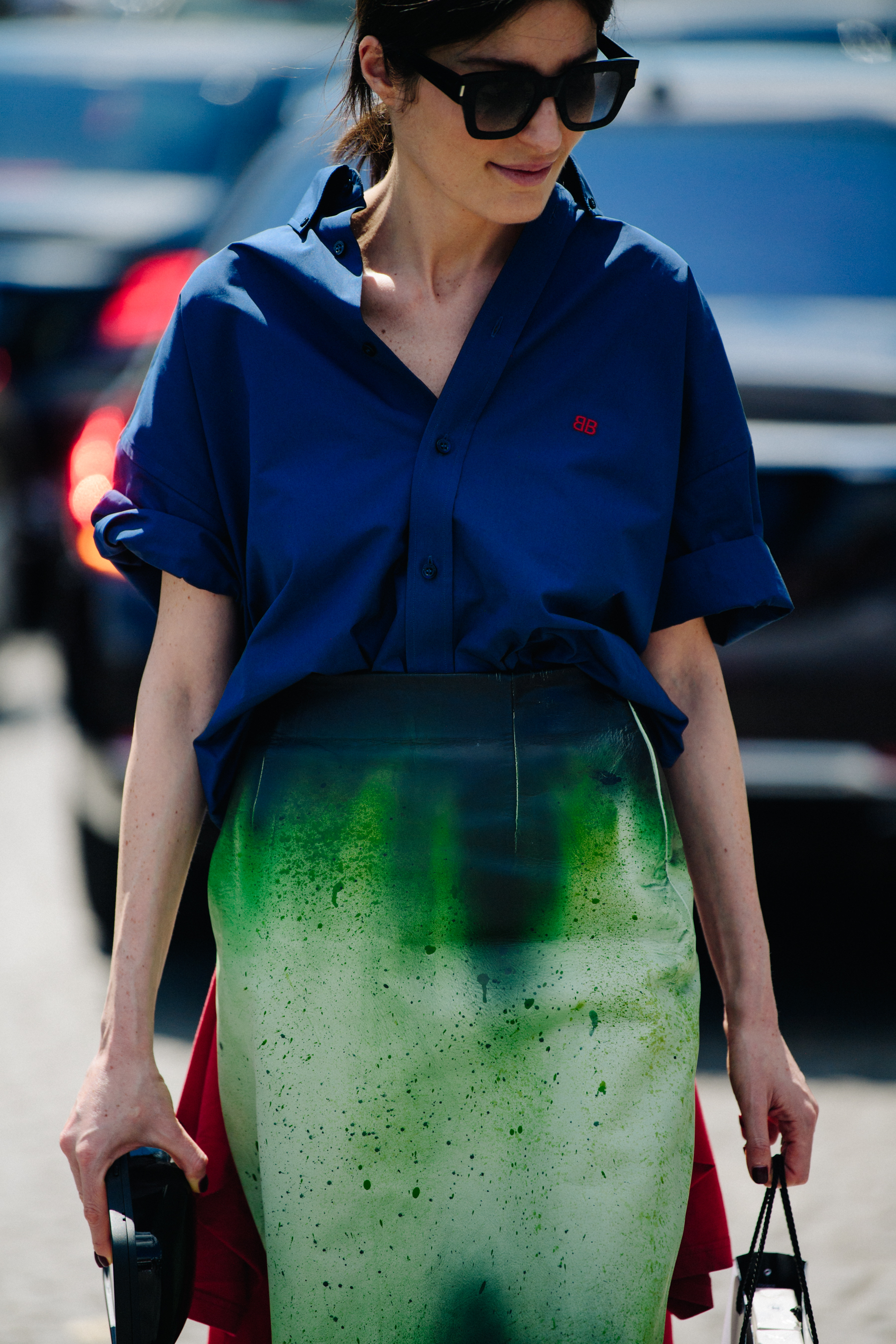 Woman wearing Balenciaga shirt