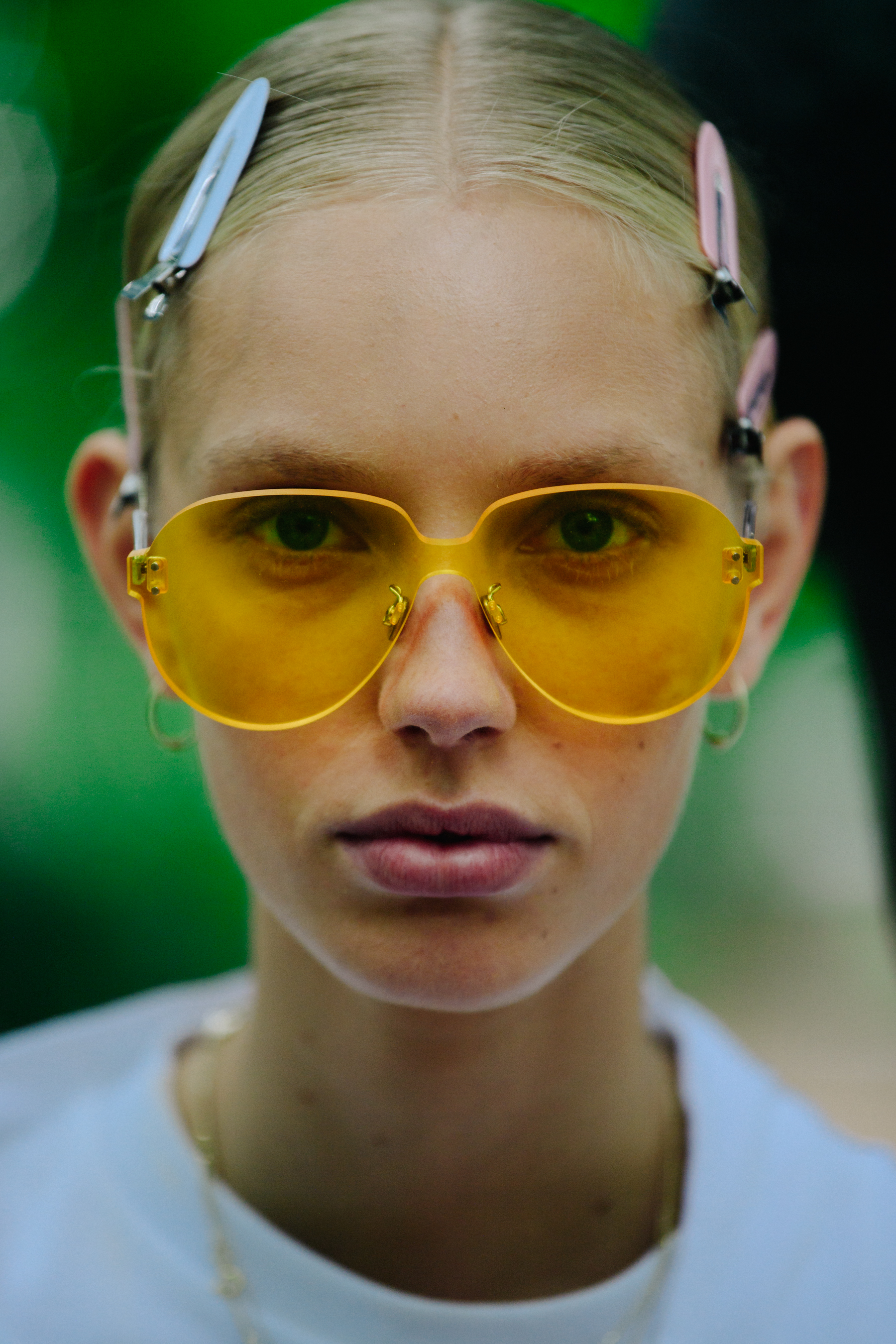 Portrait of model wearing Christian Dior sunglasses