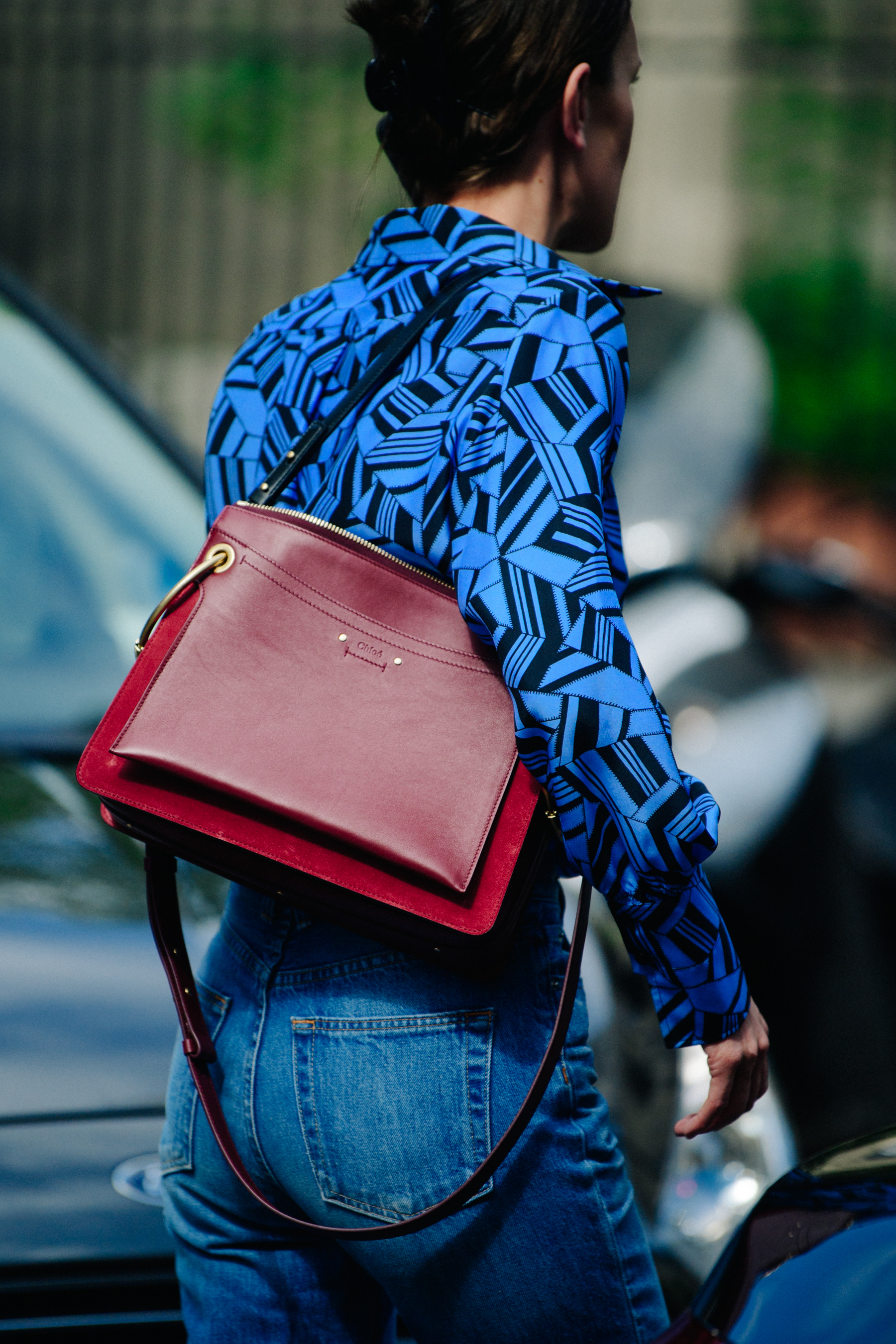 Woman wearing blue shirt