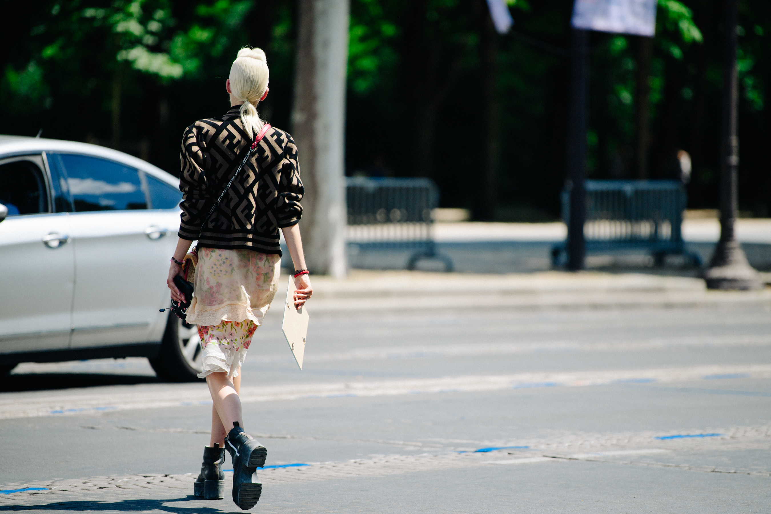 Model wearing Fendi jacket