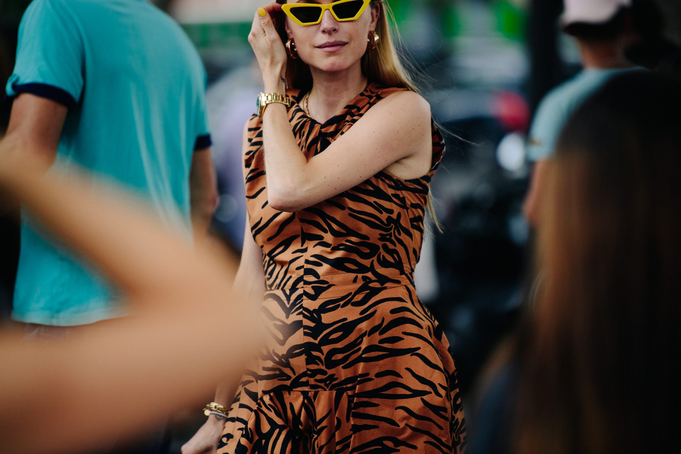 Danish blogger wearing striped dress