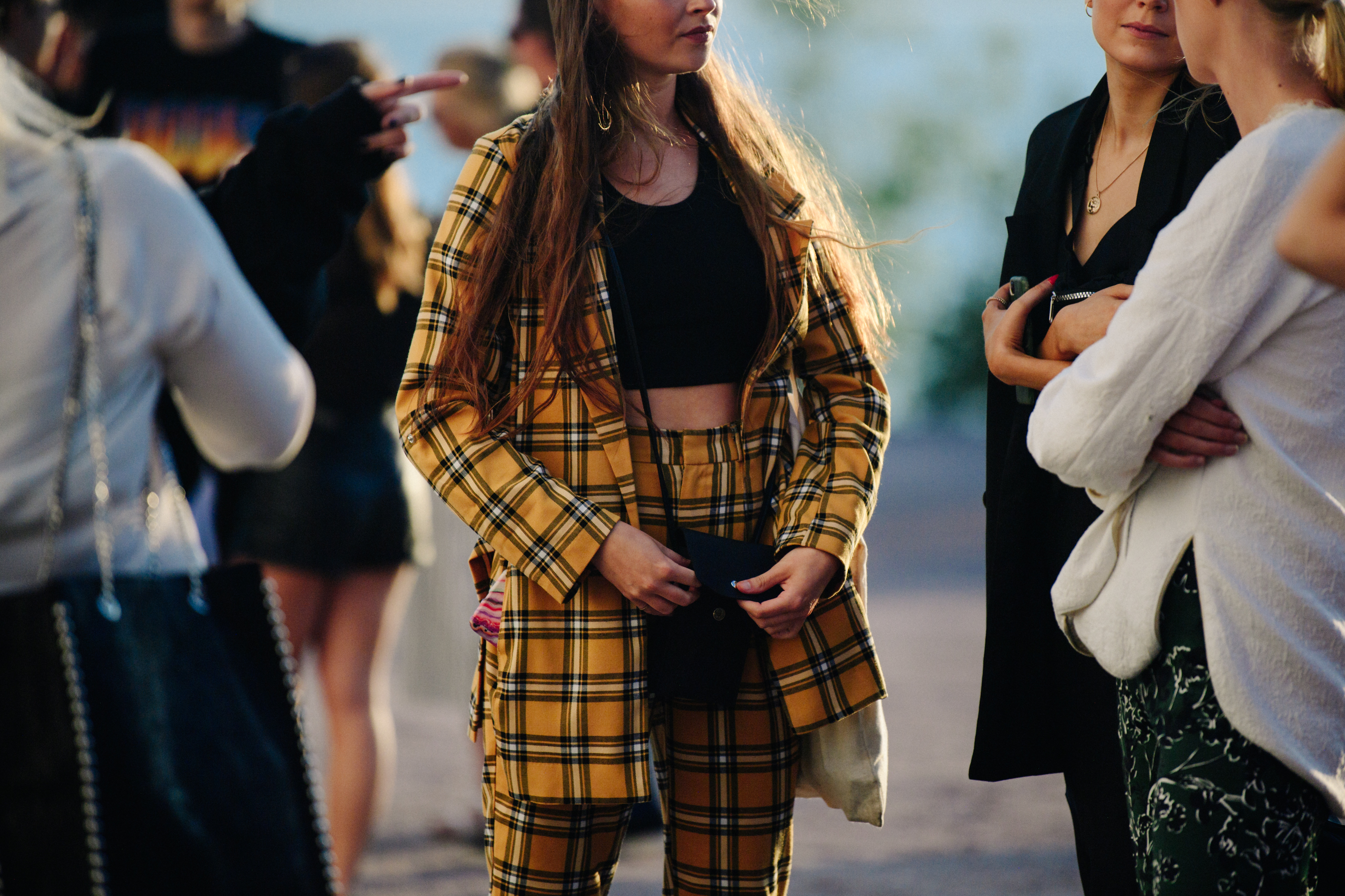 Woman wearing check outfit