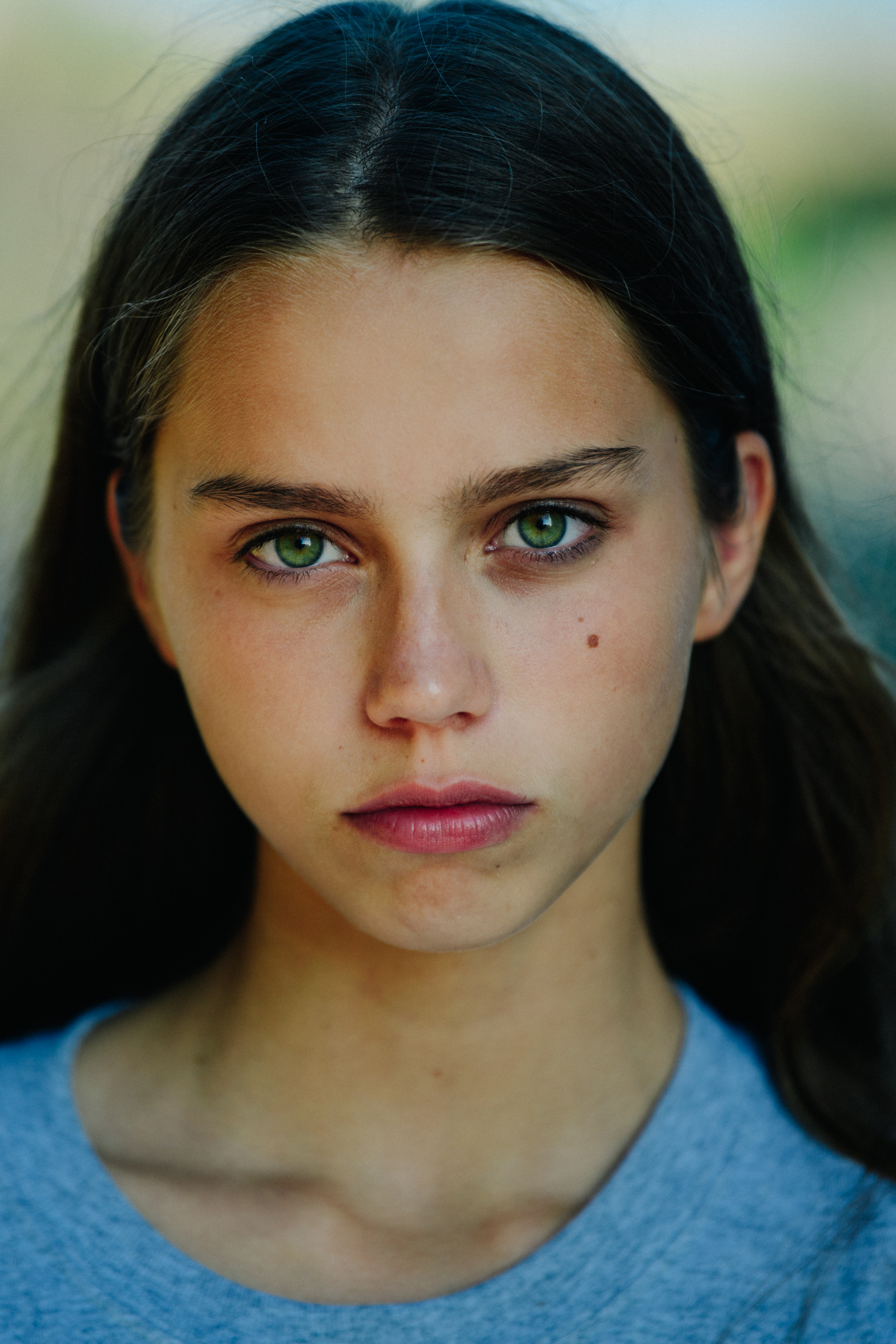Portrait of model with green eyes