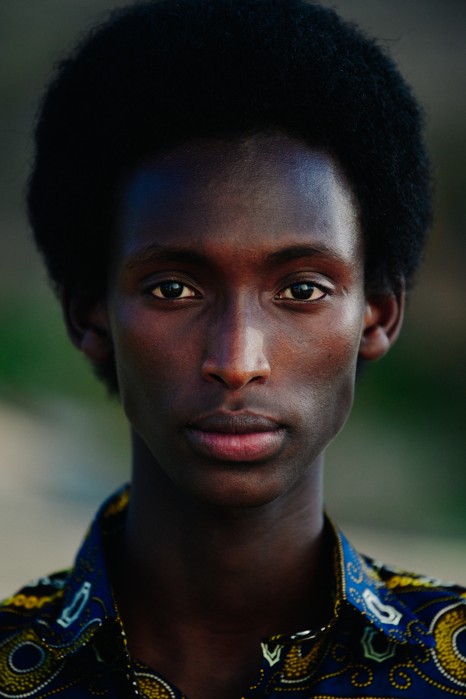 Portrait of model with dark afro hair