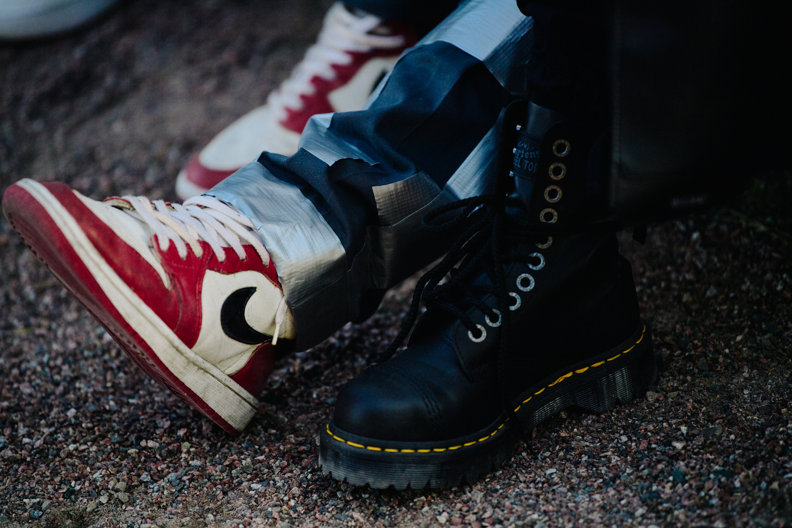 Men wearing boots and sneakers