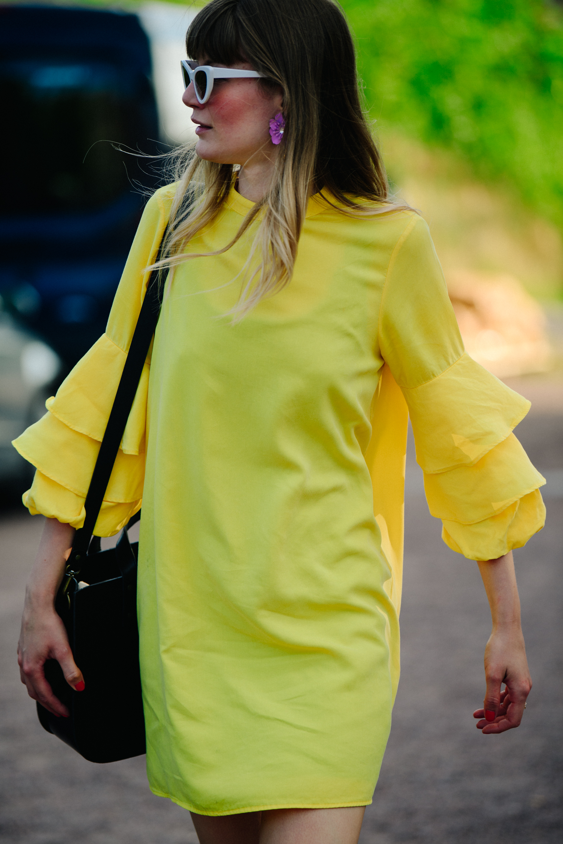 Woman wearing yellow dress