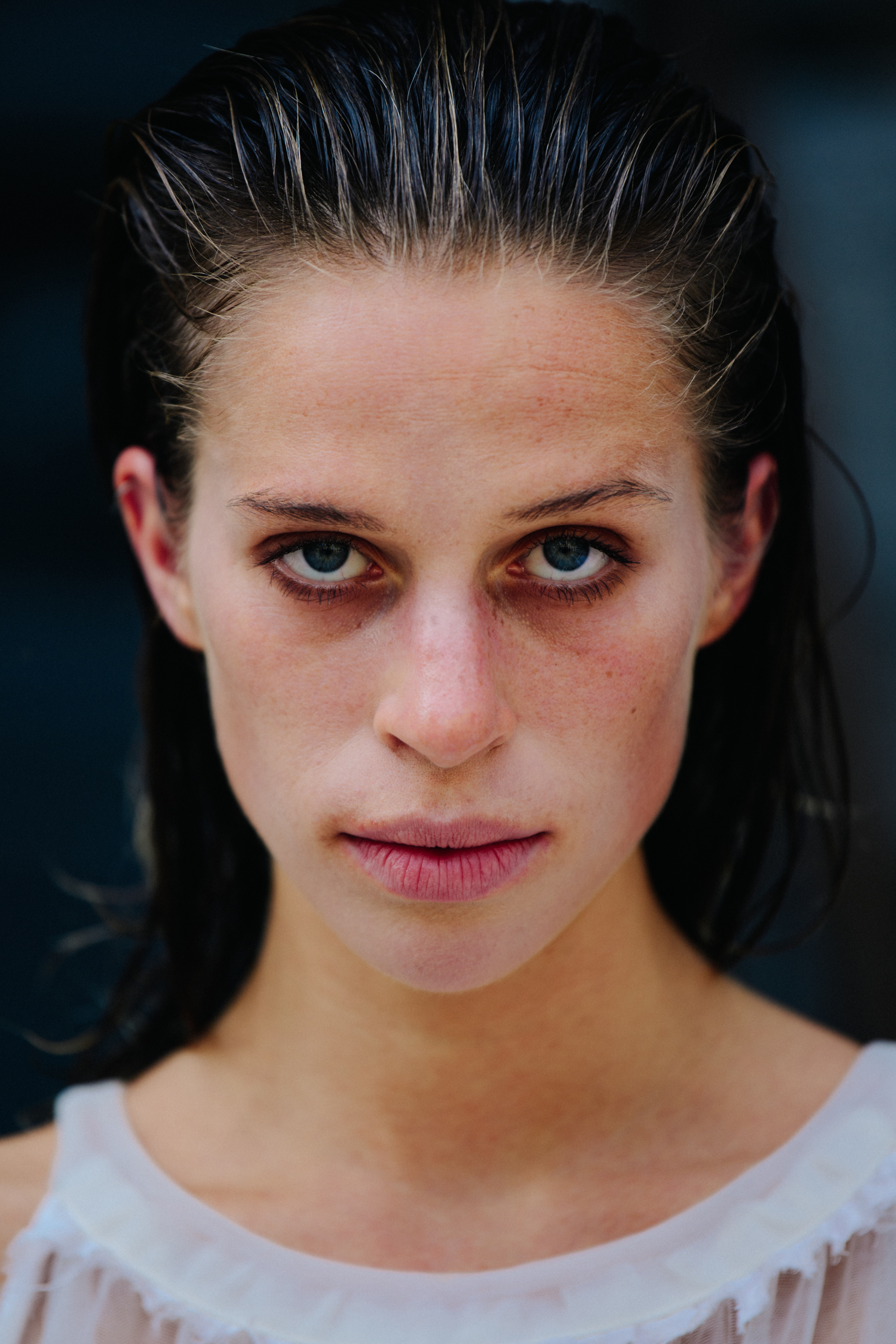 Portrait of model with blue eyes