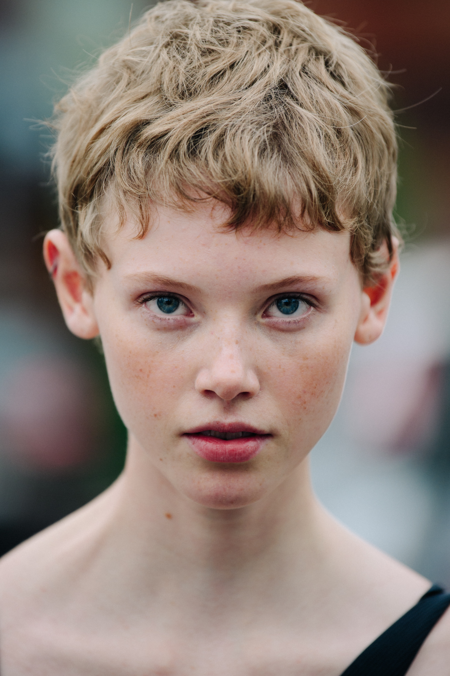 Portrait of model with blue eyes